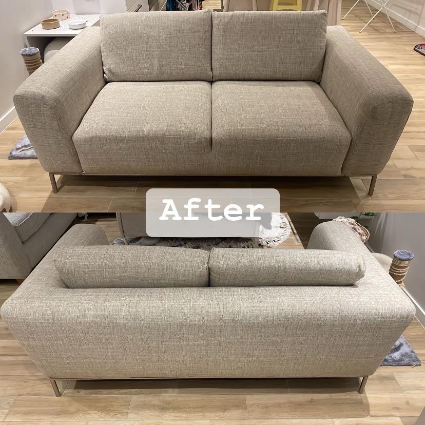 Always lovely when a customer sends a photo of a freshly upholstered piece in situ. Old grey cover (with some cat scratches) was replaced with a classic Romo fabric. #reupholstery #upholstery #stansted #uttlesford #furnituremakeover #sofa #sofauphols
