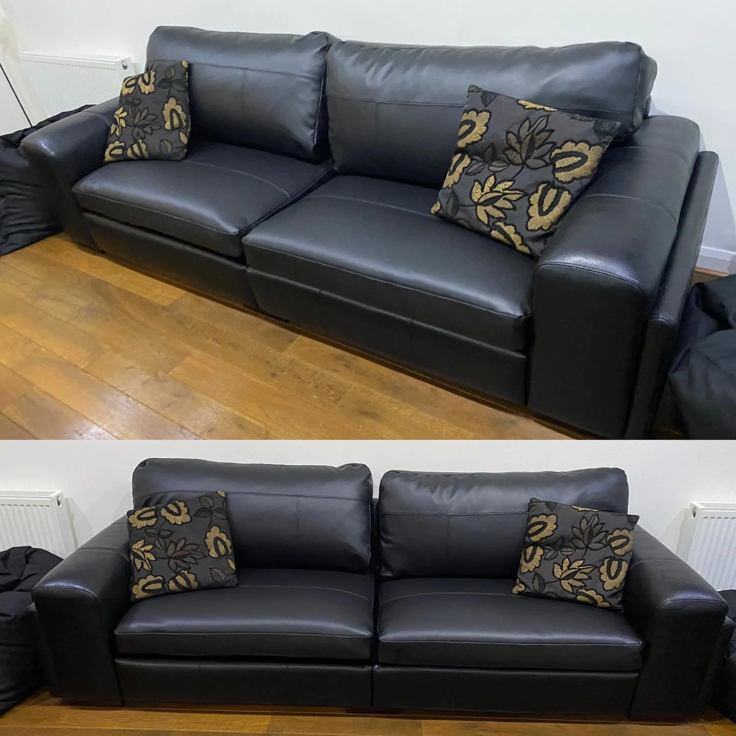 ✨Completely new seat and back cushions made for this sofa ✨ The original leather/fabric was scuffed and peeling, so it was in need of some serious tlc.  #upholstery #Stansted #FurnitureRepair #reupholstery #stanstedmountfitchet #bishopsstortford #her