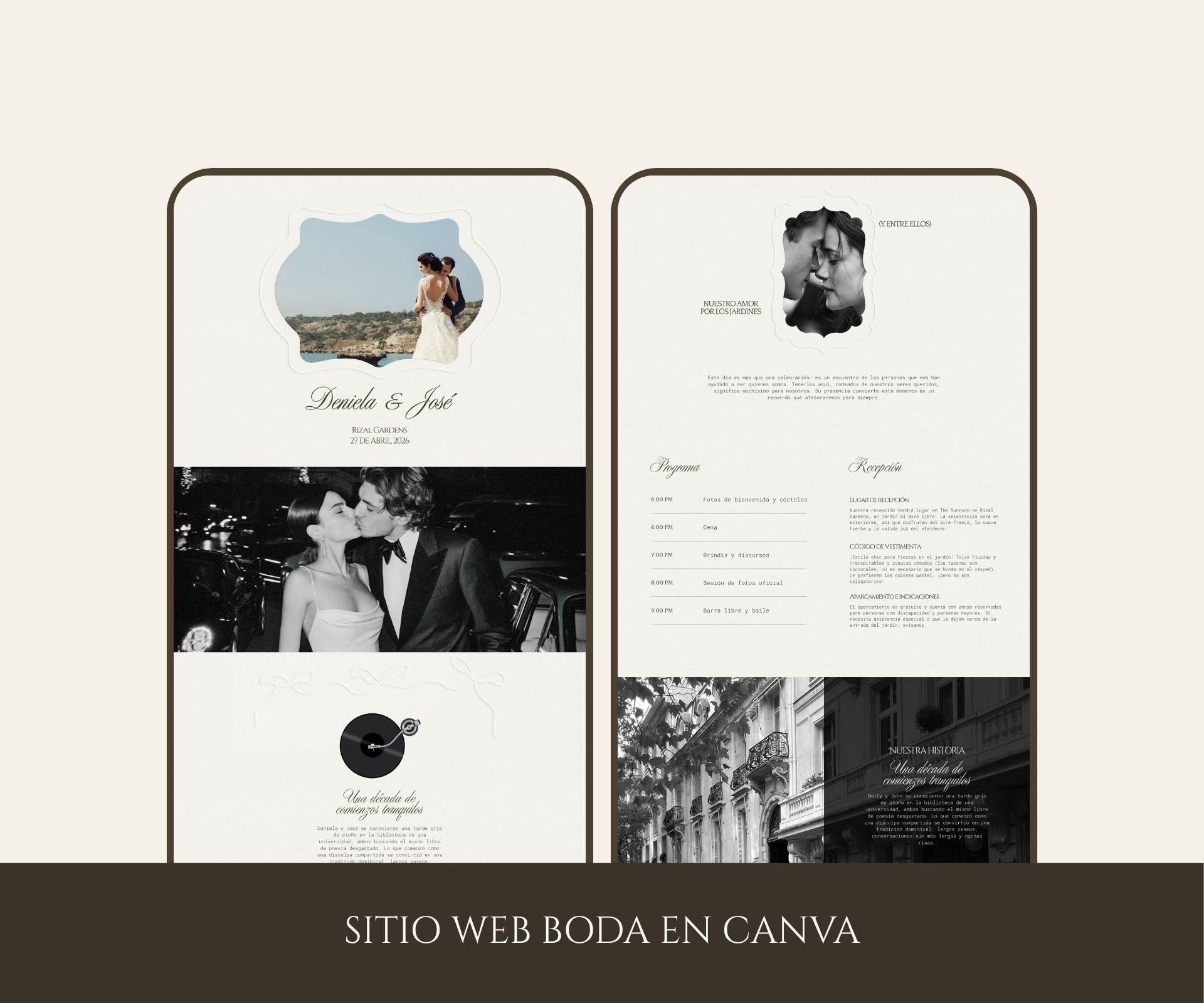 Sitio web para boda en CANVA