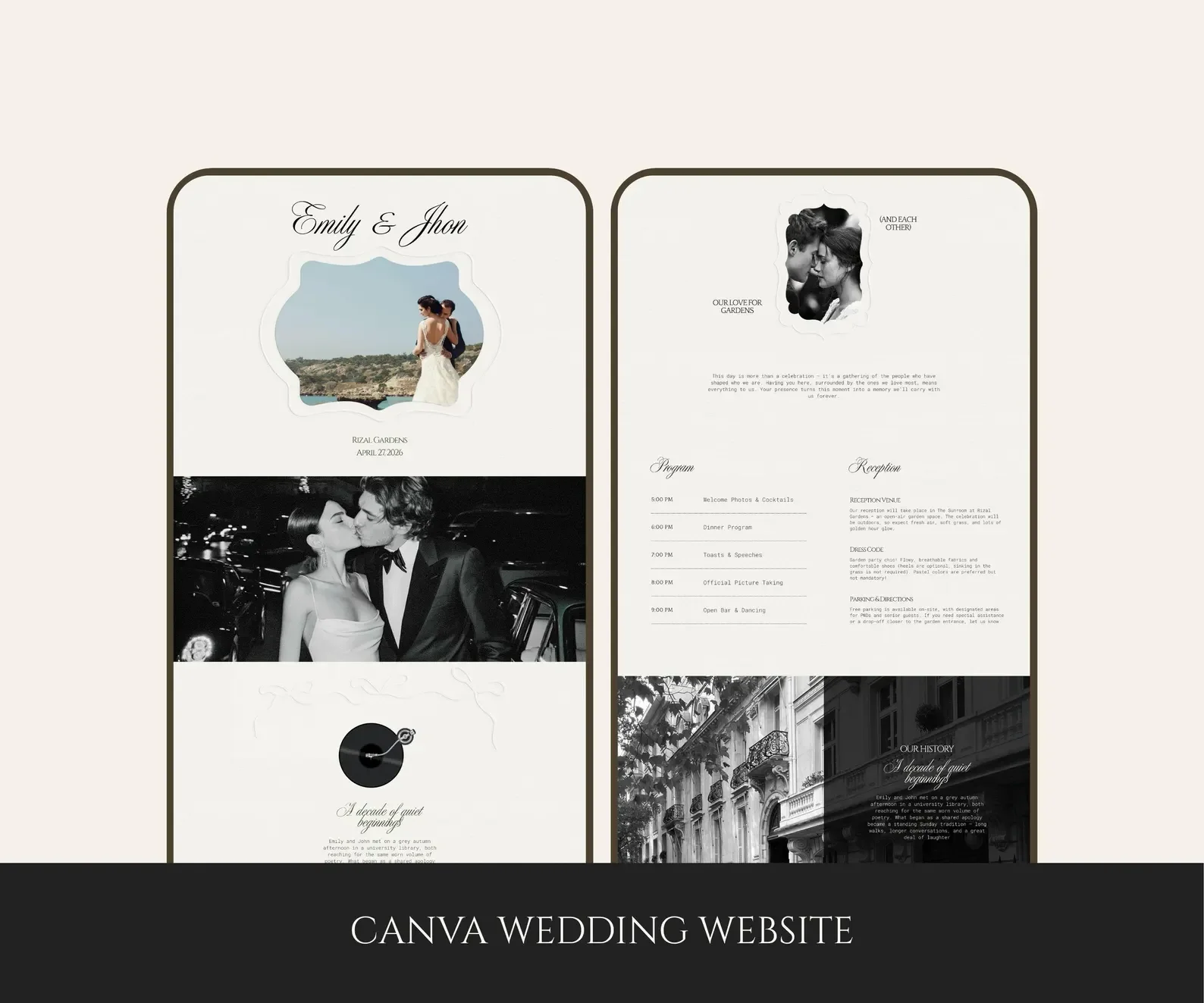 Minimalist Wedding Website Template Canva