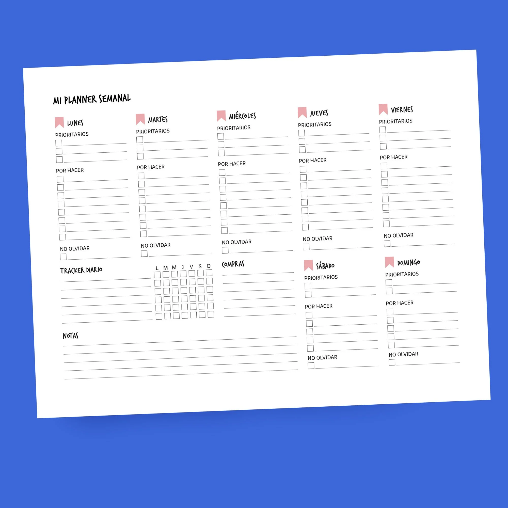 Planner semanal minimalista (Archivo digital)