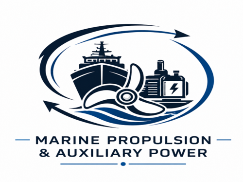 Logo featuring a ship, propeller, and power equipment with the text 'Marine Propulsion & Auxiliary Power'.