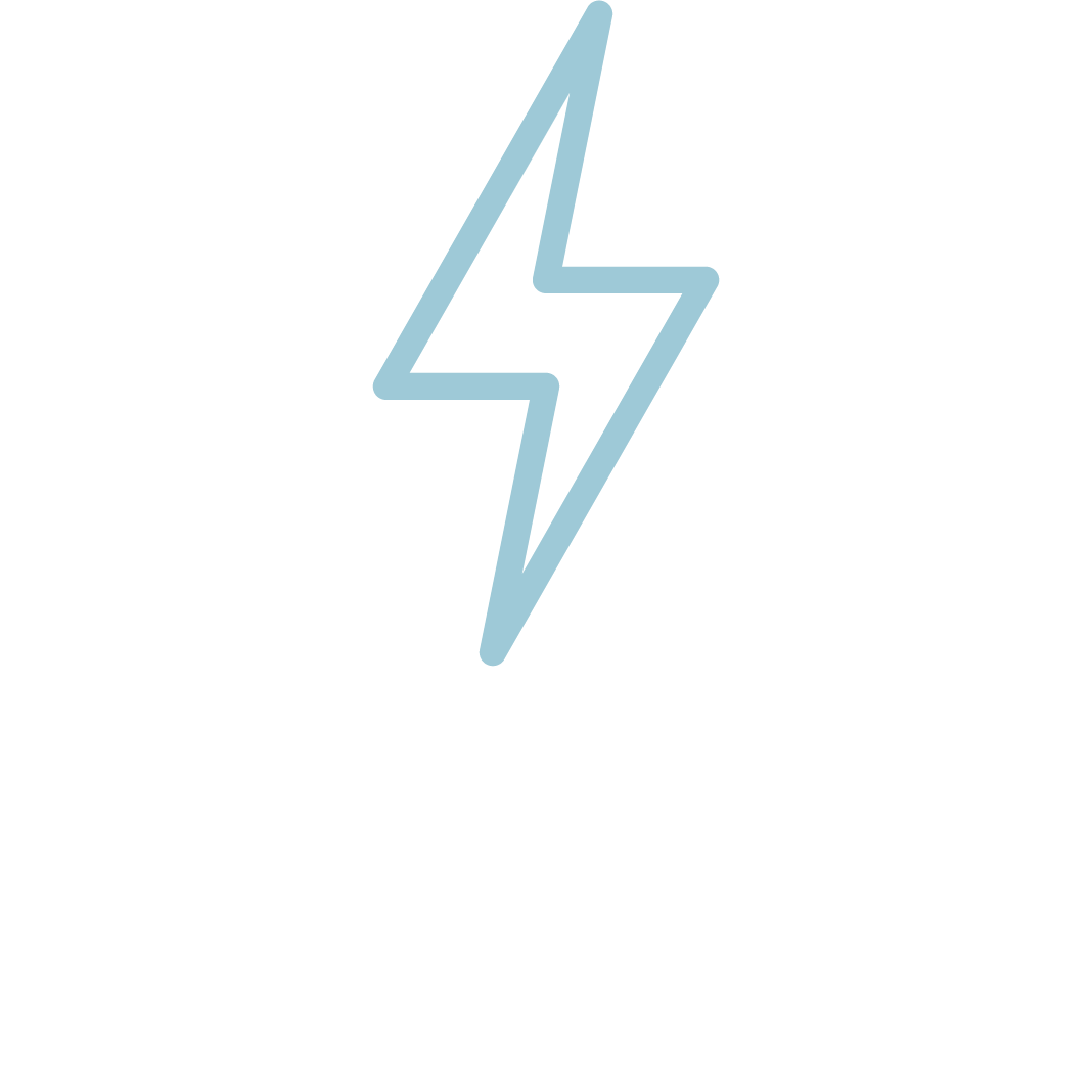 Outline of two hands holding a lightning bolt symbol with a black background