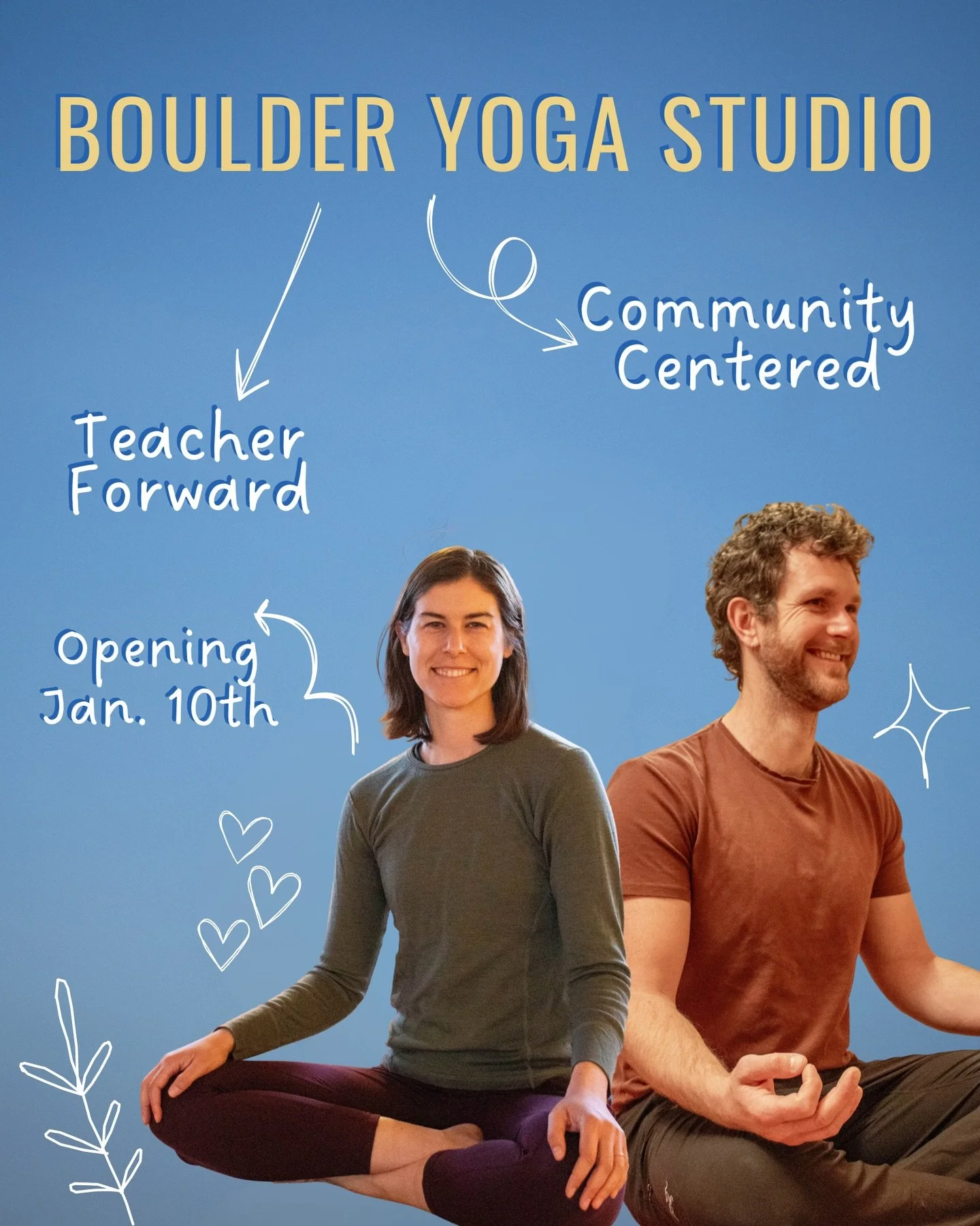 🌟 Boulder Yoga Studio opens January 10th 🌟
Small studio. Teacher-forward philosophy. Community Centered.
We&rsquo;re bringing something different to North Boulder: a simple, no-frills yoga space above Lucky&rsquo;s Bakehouse where celebrated local 