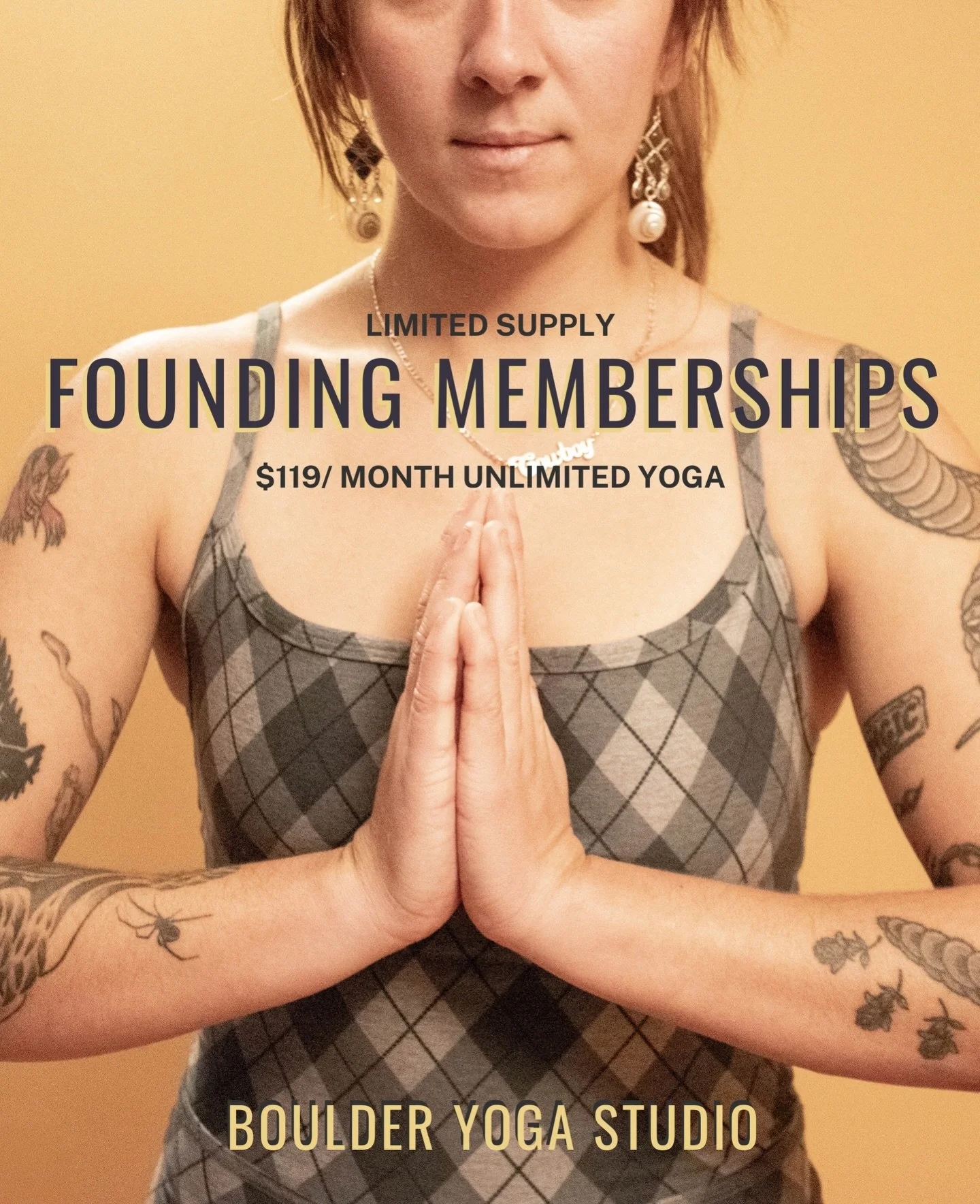 Founding Memberships: $119/month, locked in forever
We&rsquo;re building something different in Boulder, and founding members are part of that from day one.
Here&rsquo;s what you get:

	∙	Unlimited yoga classes
	∙	Free friend passes to share with you