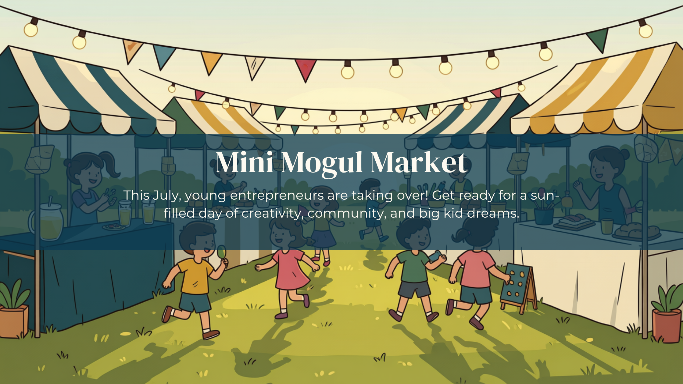 a bright sunny day with children vendors selling their creations