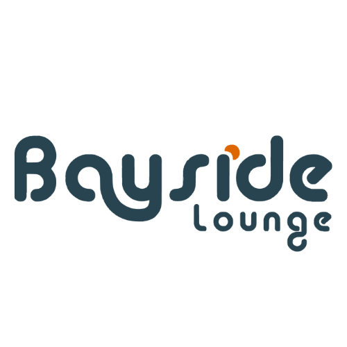 Logo of Bayside Lounge with stylized text and a small orange dot above the 'i'.