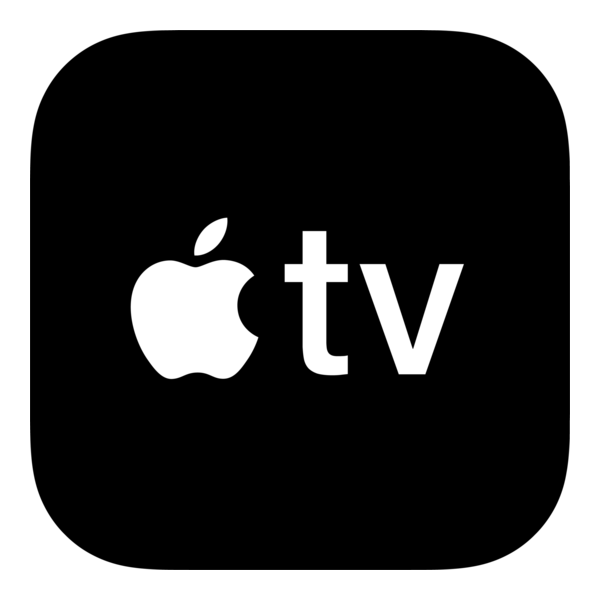 Apple TV app icon with black background and white logo