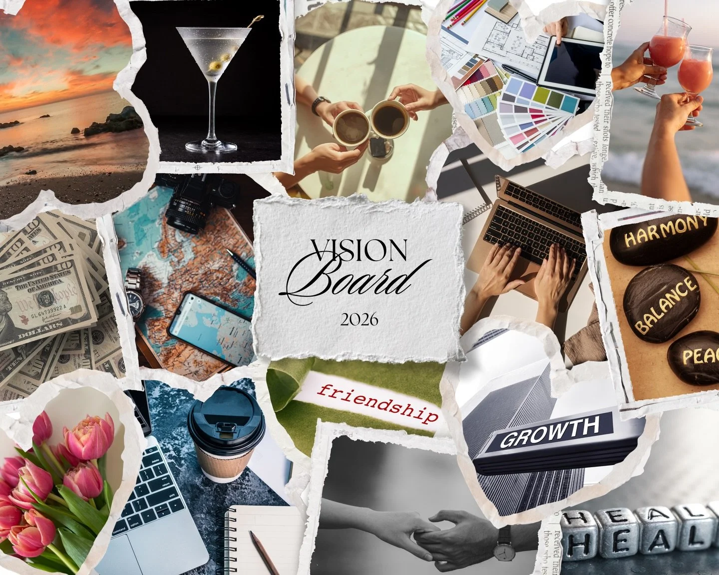 This is my 2026 vision board, and it&rsquo;s more than business goals.
It&rsquo;s a foundation.

This year is about alignment. About building a life and a business that feel rooted, intentional, and honest. One where growth doesn&rsquo;t come at the 