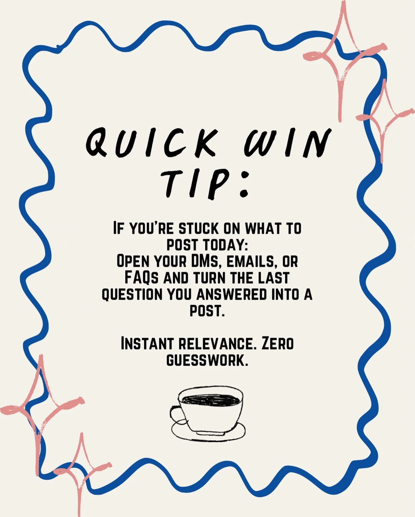 No idea what to post today?
Perfect! That means you&rsquo;re sitting on content and don&rsquo;t even realize it.

Your next post is already written for you.
It&rsquo;s the last question someone asked you in a DM, email, or comment.

Why this works:
I