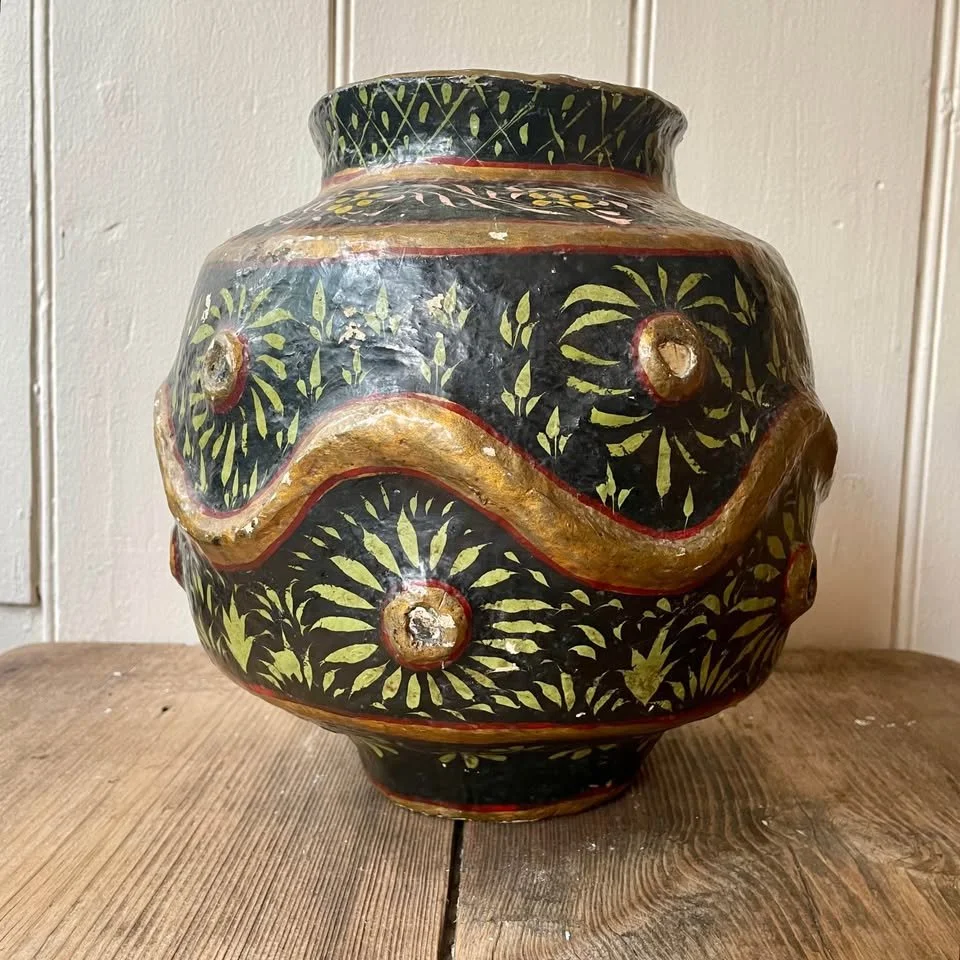PAPIER MACHE FOLK ART VASE