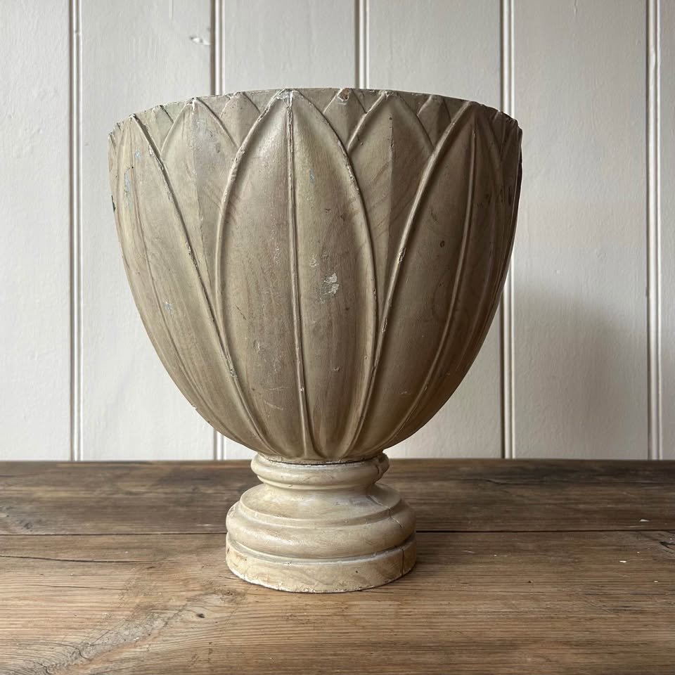 LARGE CARVED LOTUS LEAF VASE