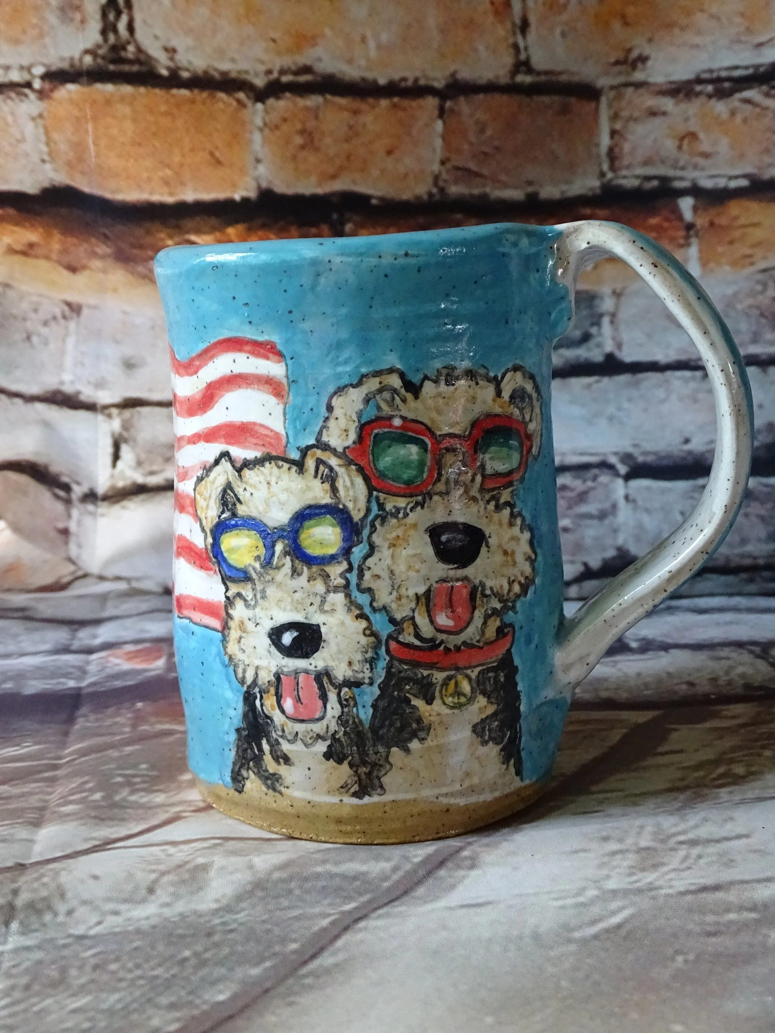 America 250 Airedale Terrier Patriotic Stoneware Mug