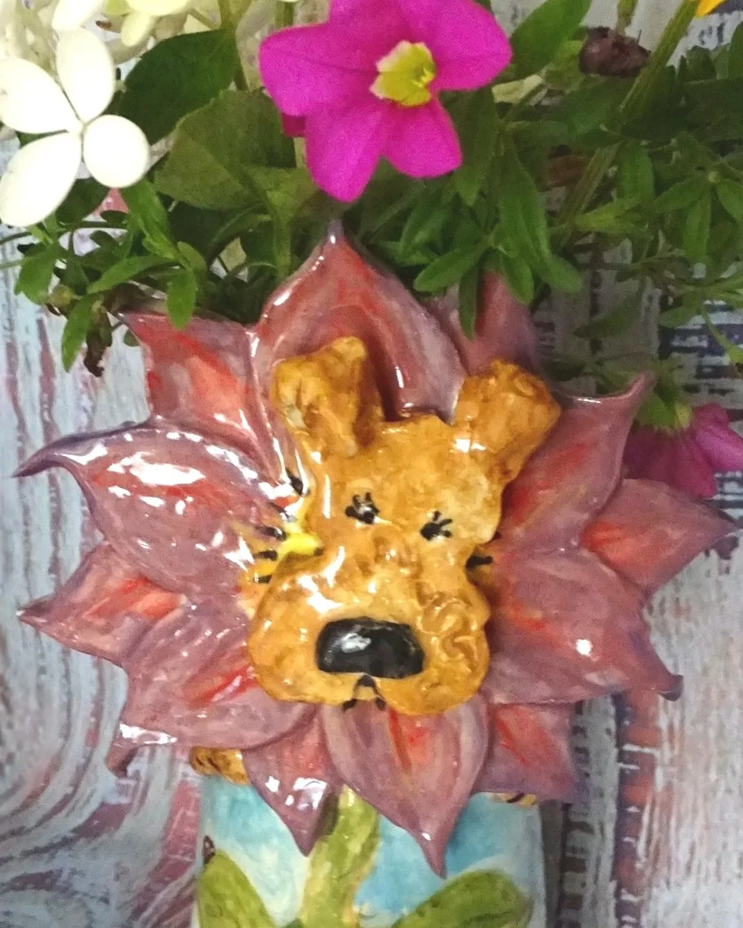 Super Cute Artsy Airedale Face Bud Vase
