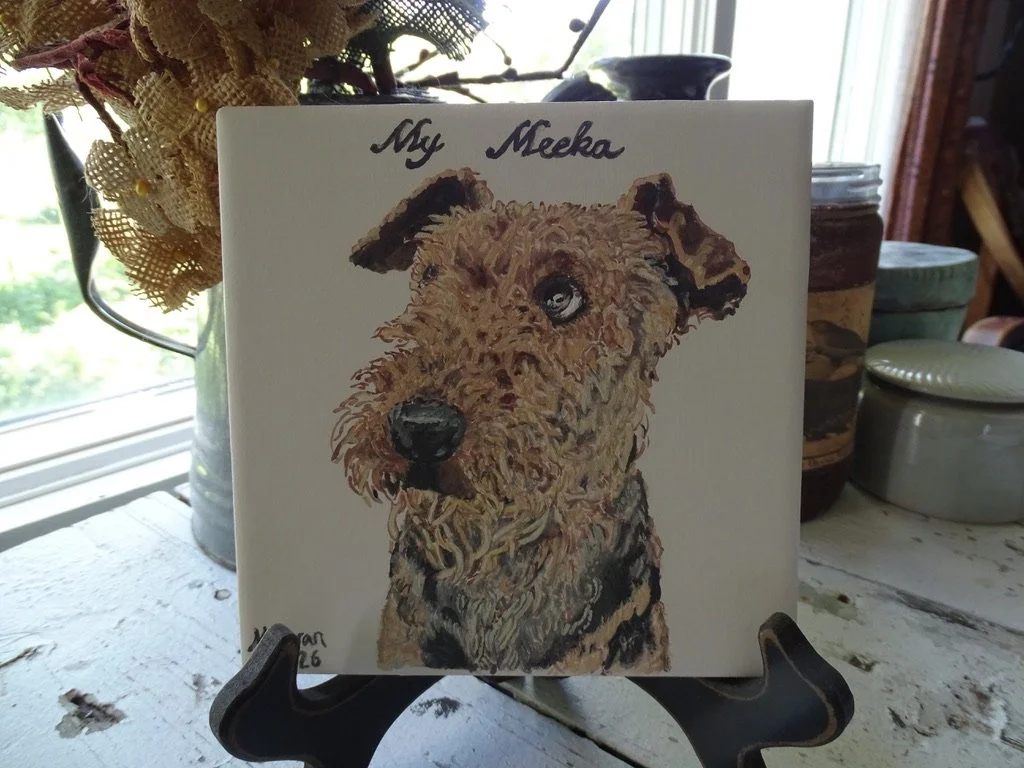 Your Pet's Custom Portrait hand painted on a 6x6 inch  Ceramic Tile
