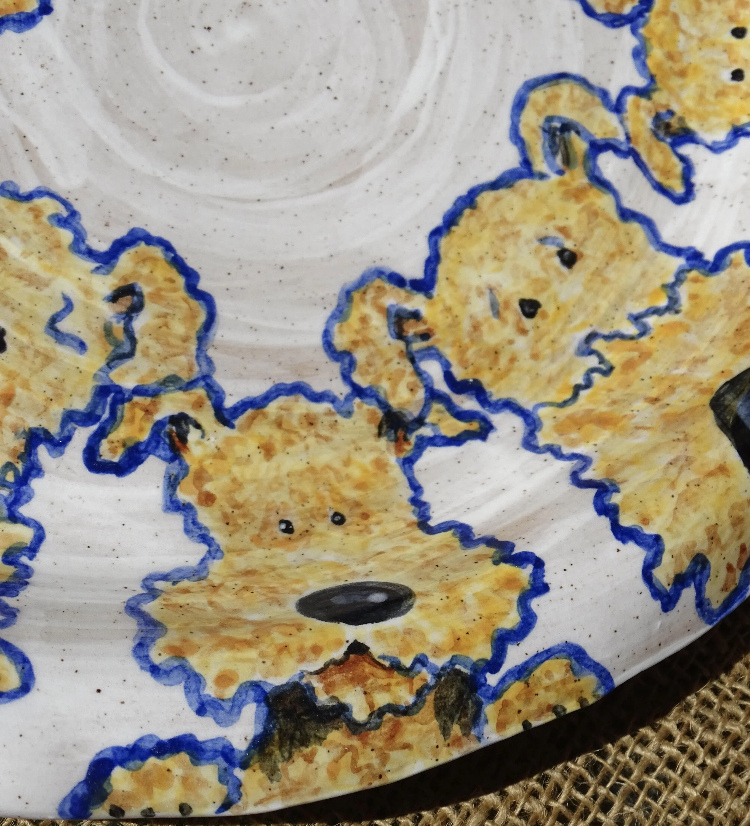 Blue and White Lickity Good Airedale Terrier Platter