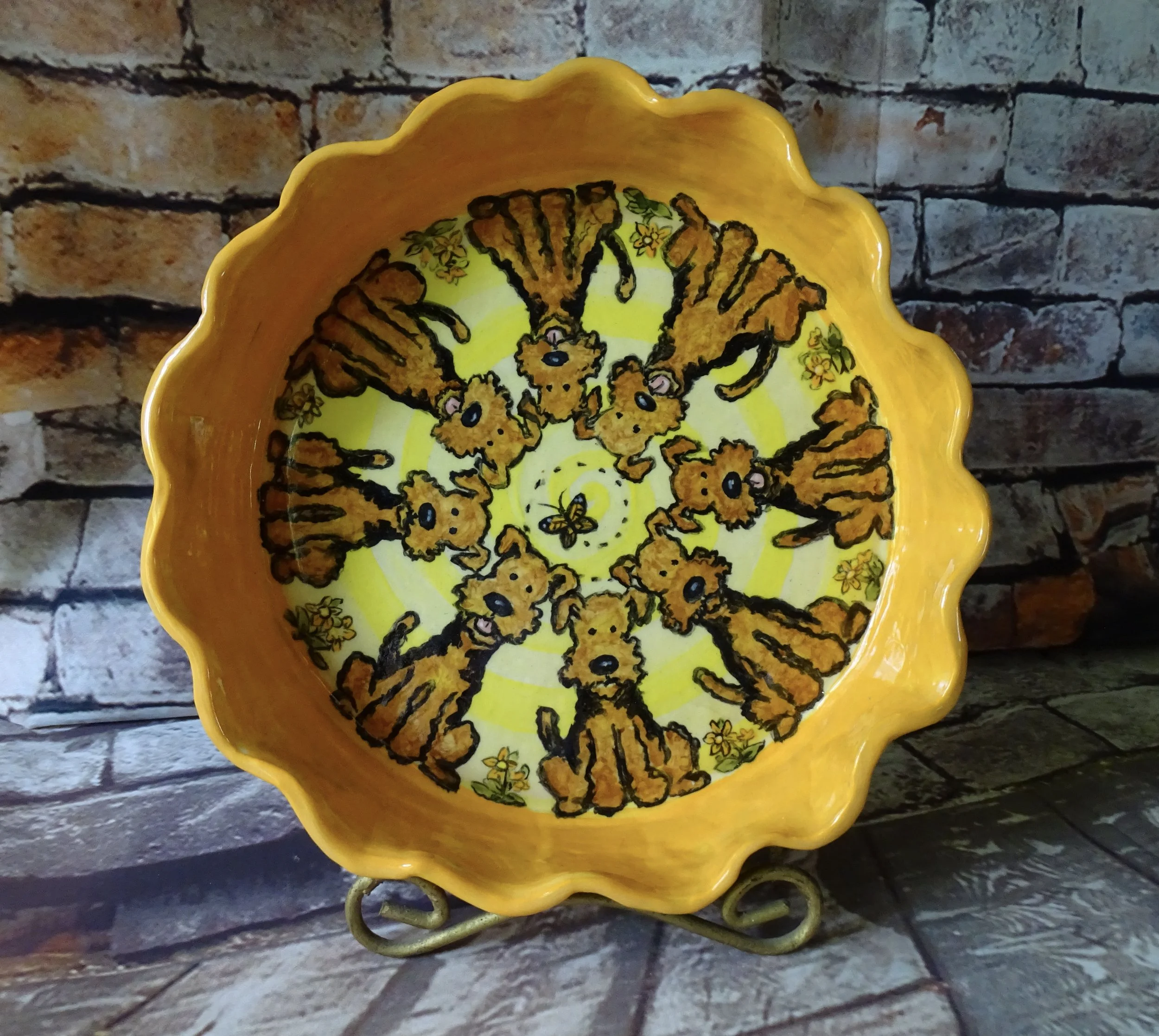 Sunny and Bright Airedale Terrier Cutie-Pie Plate