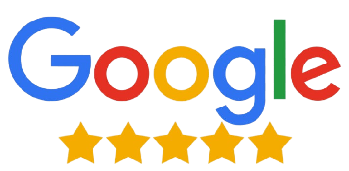 Google logo with five yellow stars underneath.