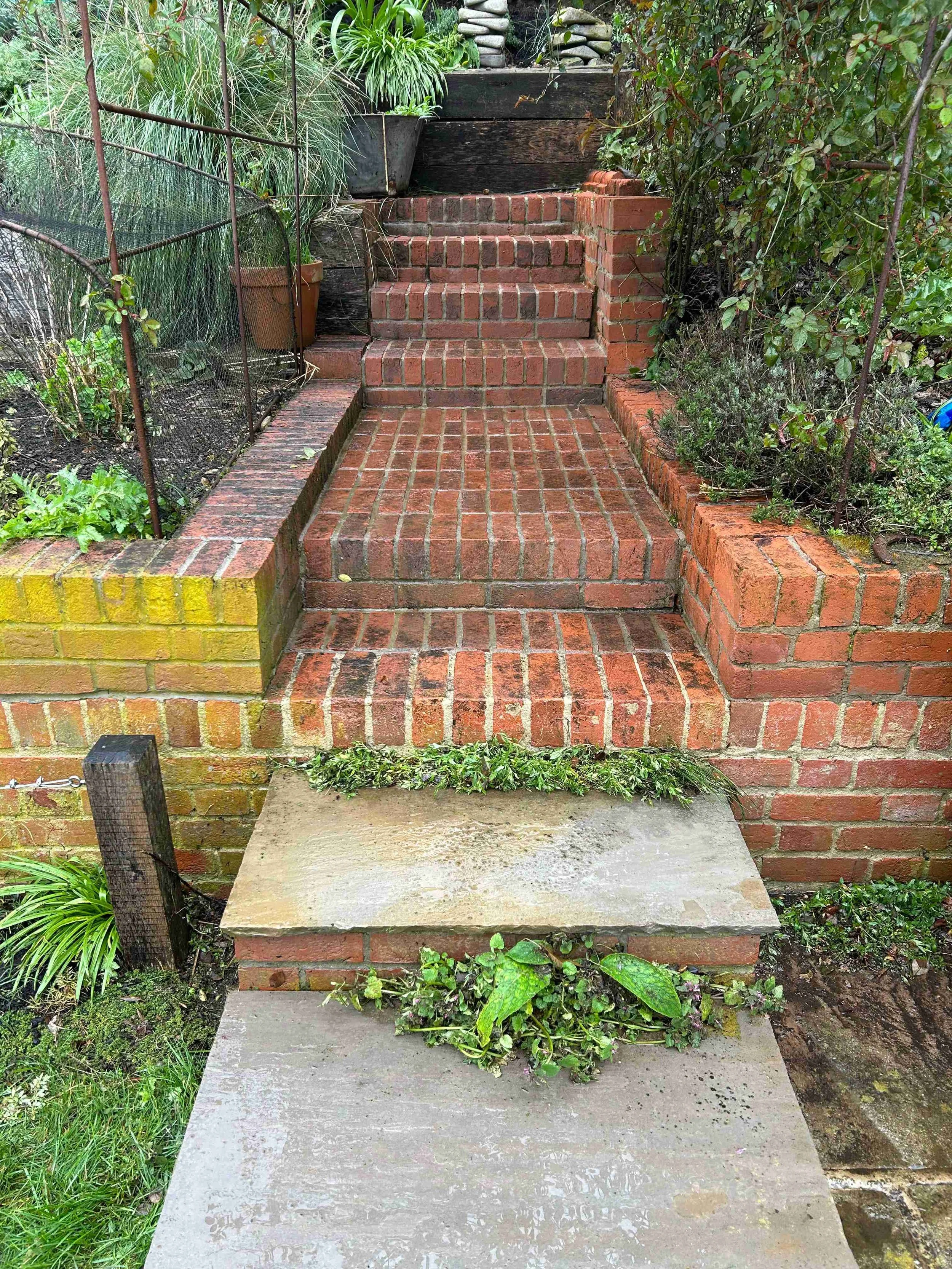 old brick path after