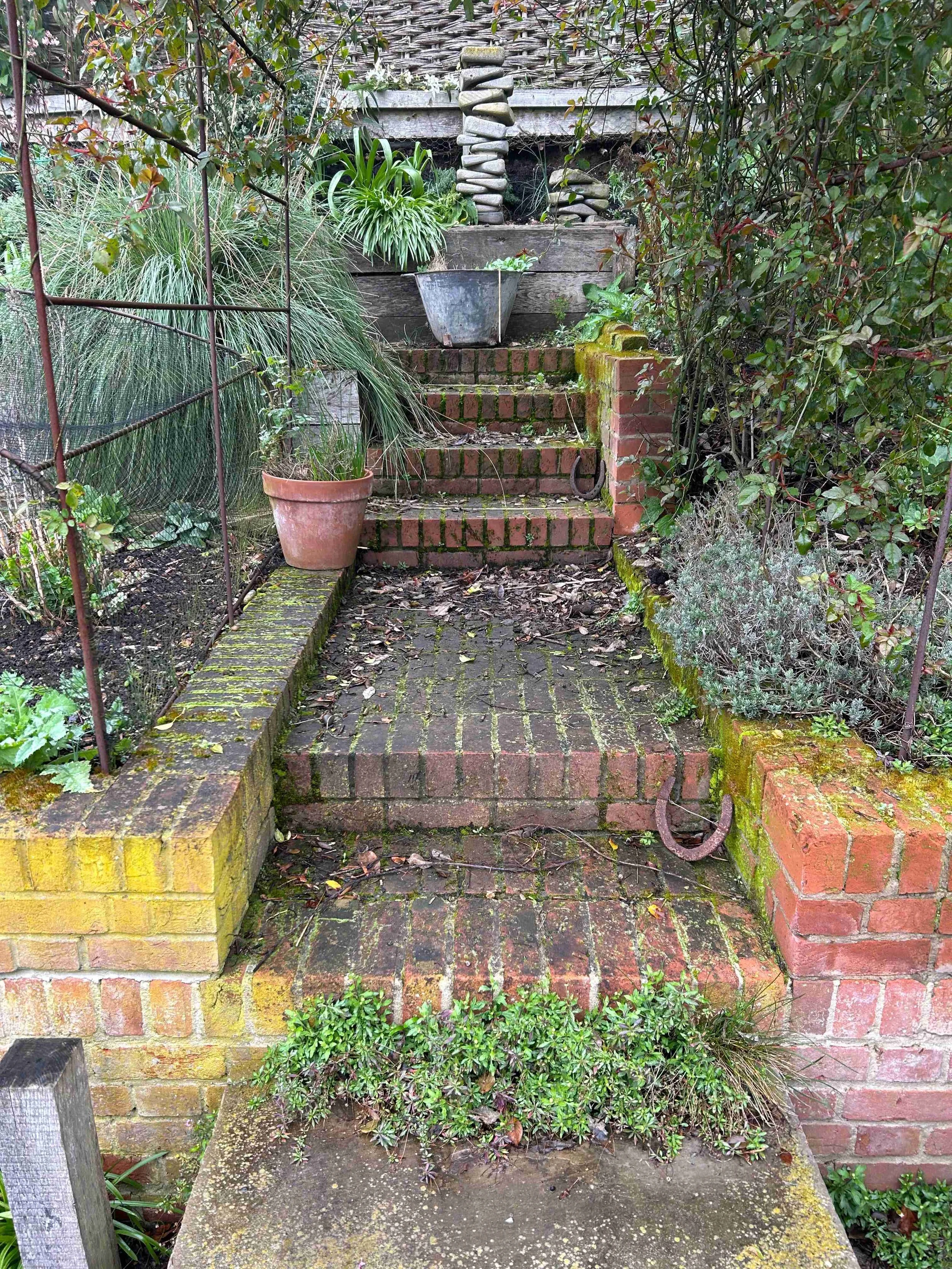 old brick path before