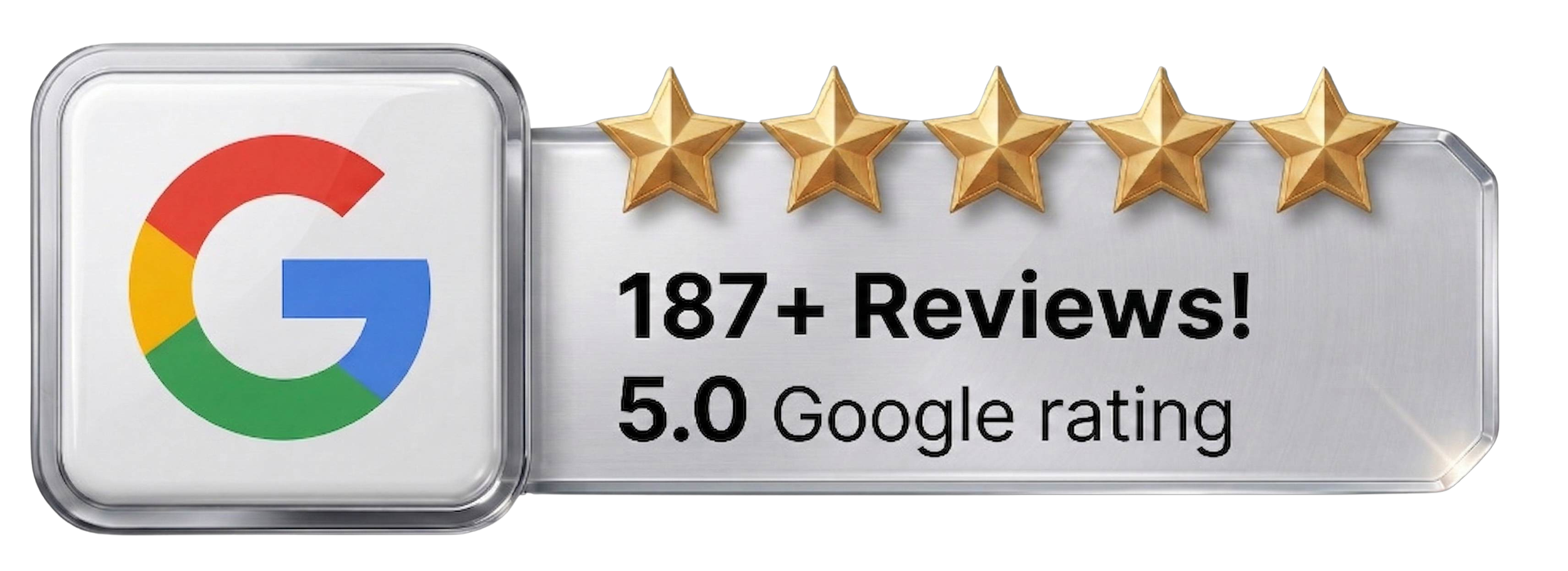 5 star service badge with over 187 5 star reviews