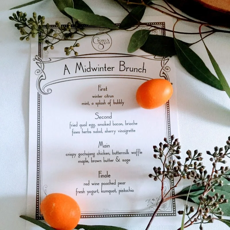A menu card - private events MA