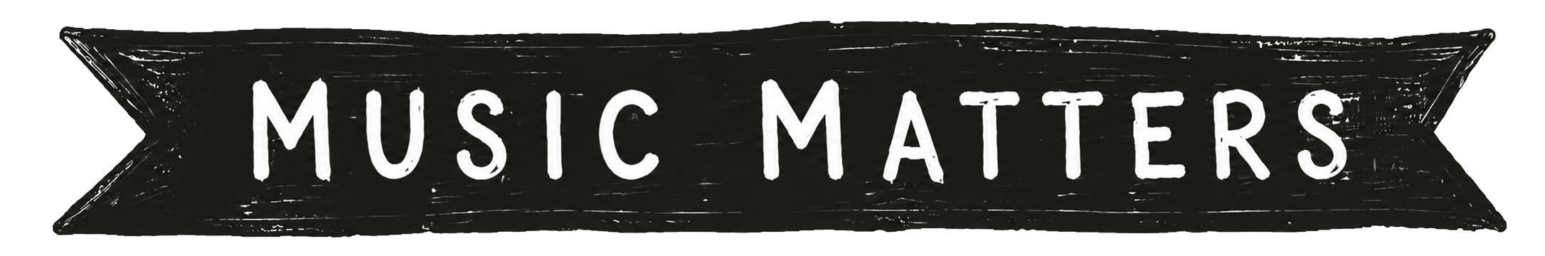 Banner with the text 'Music Matters' in bold white letters on a black background.
