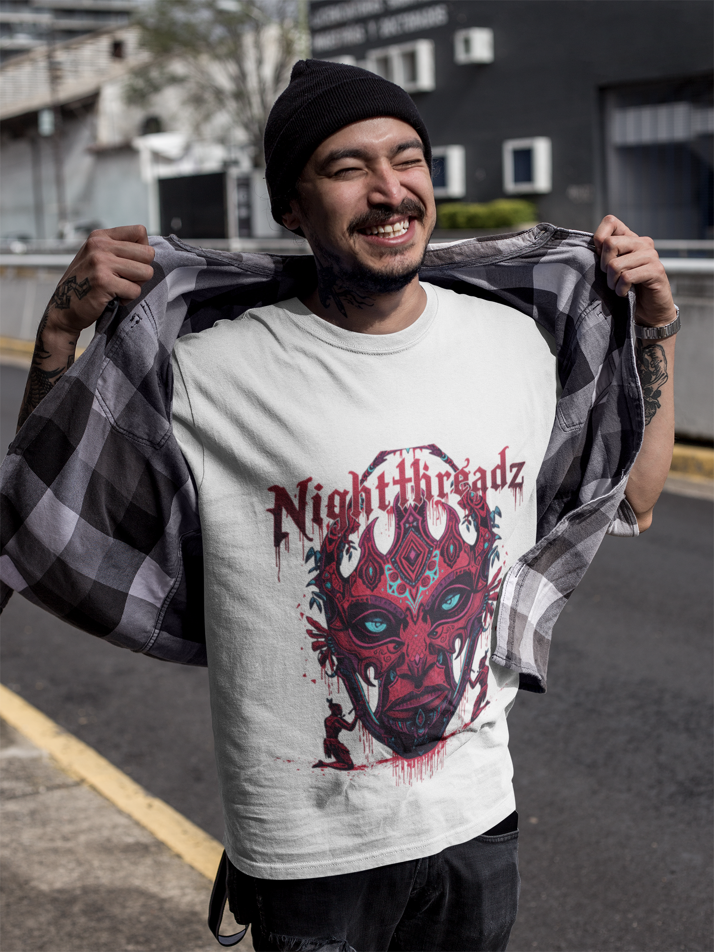 smiling-tattooed-asian-man-wearing-a-round-neck-t-shirt-mockup-outdoors-a17067.png