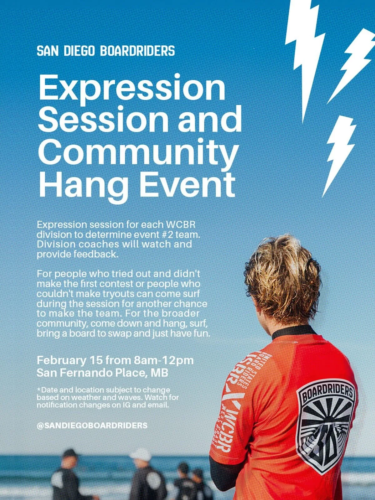 Hey all! We&rsquo;re excited to get another event going for the community. This weekend on Sunday 2/15 we&rsquo;ll have a double header event. Event #2 of the @west_coast_board_riders is coming up on March 1st at Oceanside Pier. In order to prepare f