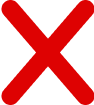 Red 'X' mark on a black background.
