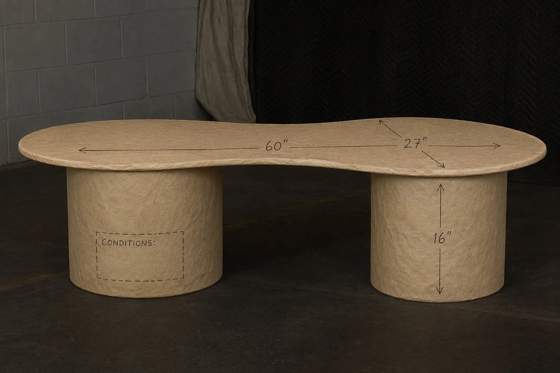 A sculptural overhead revealing the expanding and compressed radii that define the continuous geometry of OVALATION ONE.