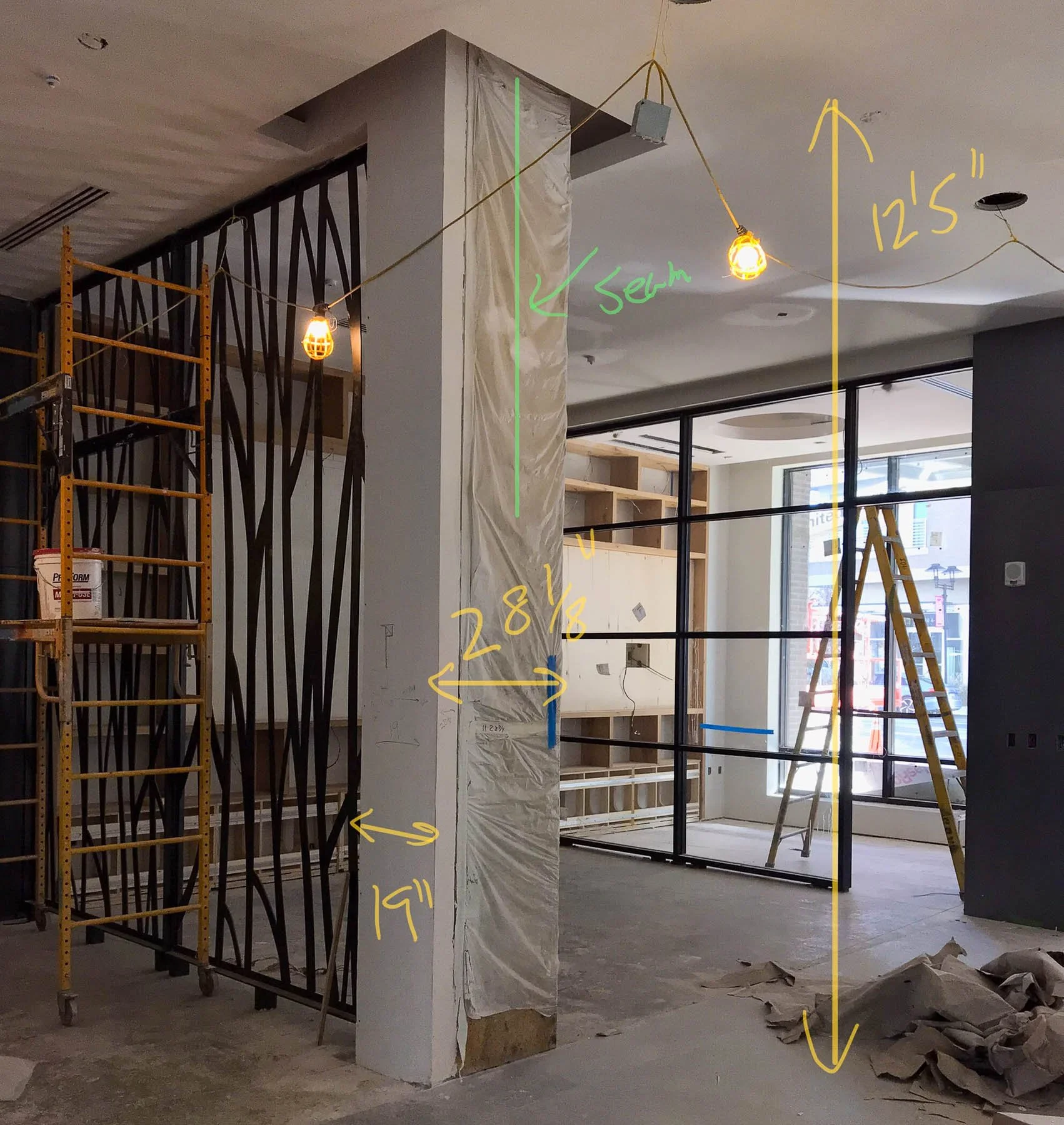 Field measurements for prefabricated concrete column wraps at The Laureate.