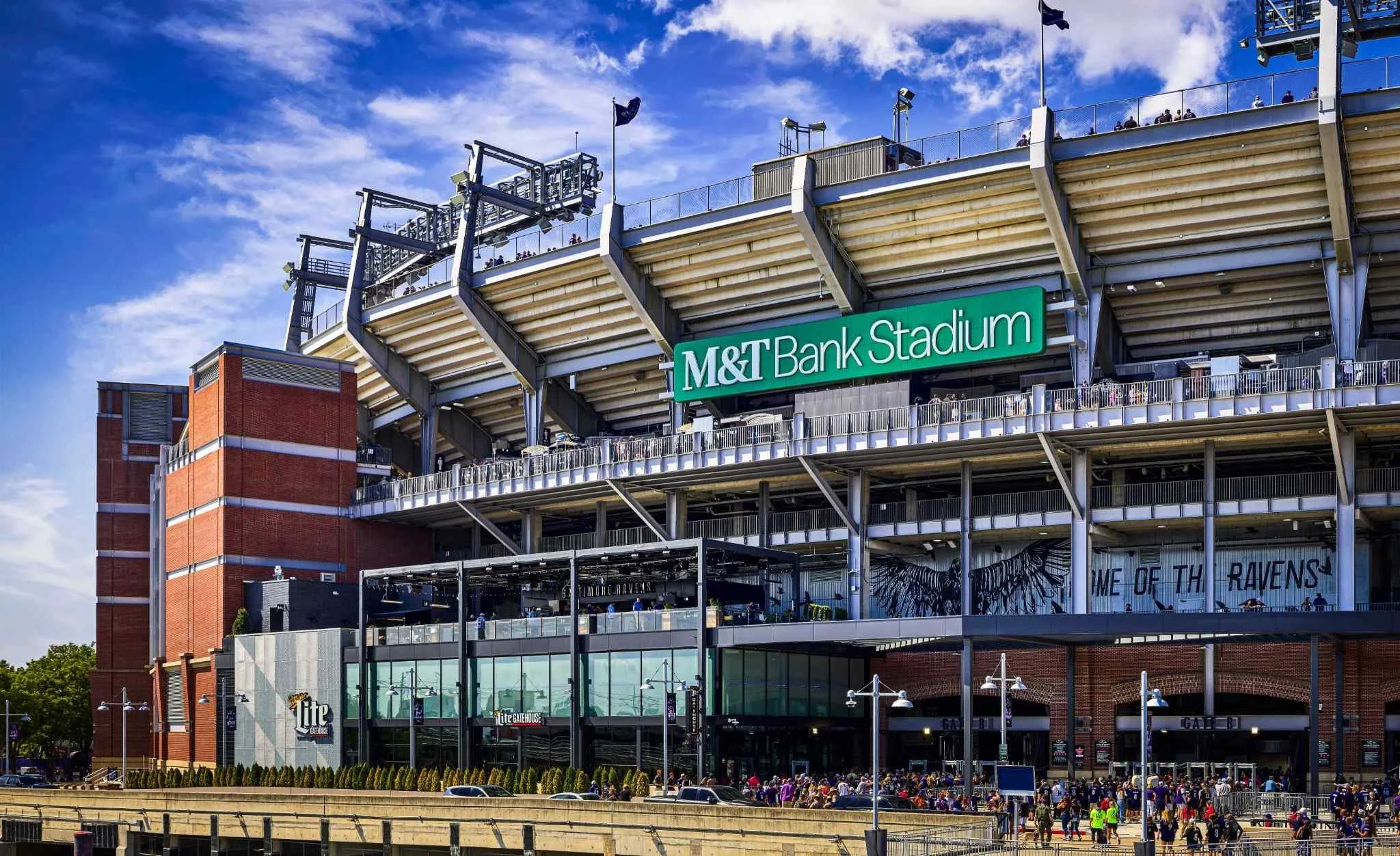 Exterior view of M&T Bank Stadium, site of a large-scale architectural installation project.