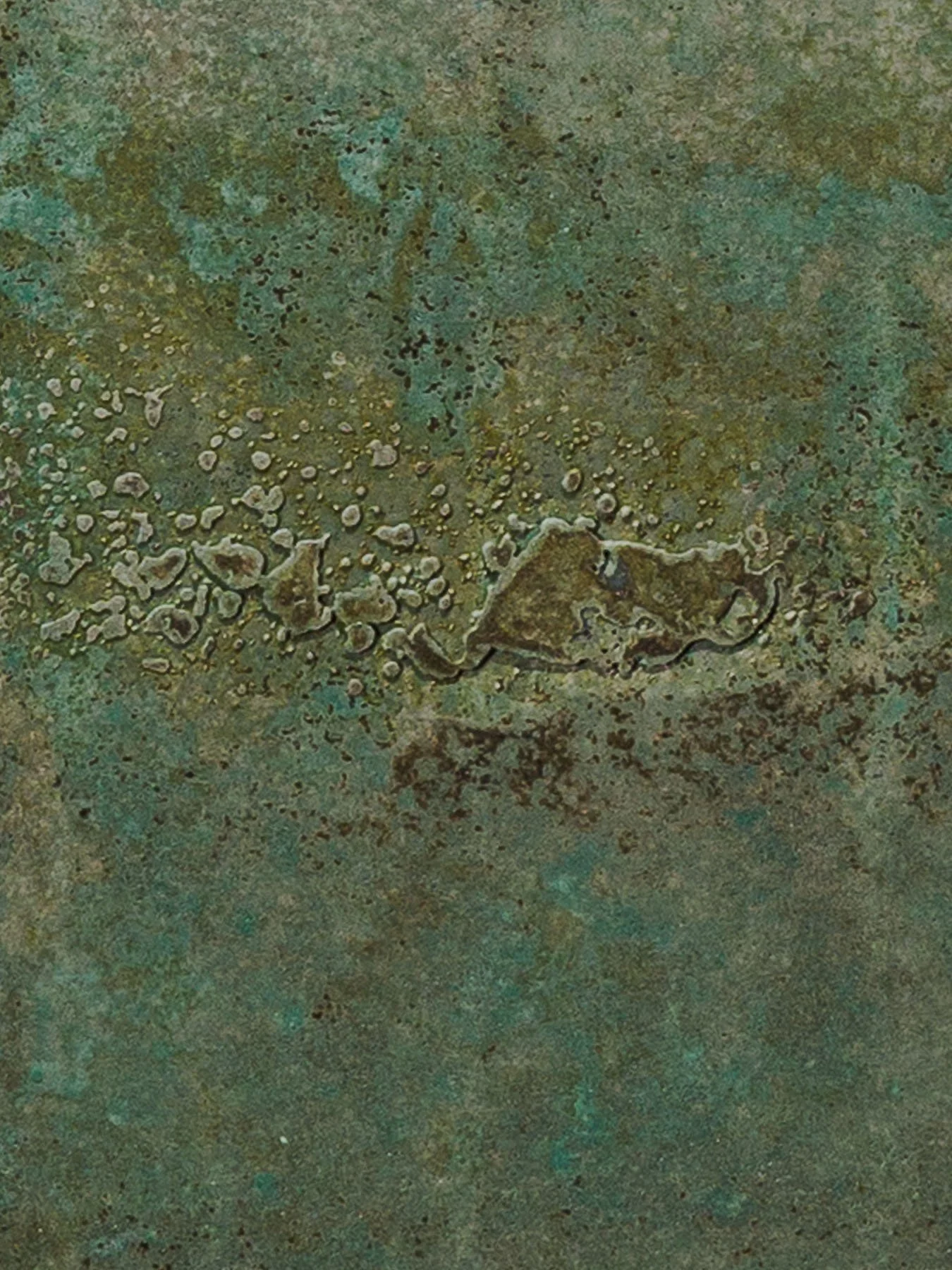 Weathered oxidized concrete detail with mineral textures and layered patina — Vertical Artifact 013 by The Concrete Anomaly.