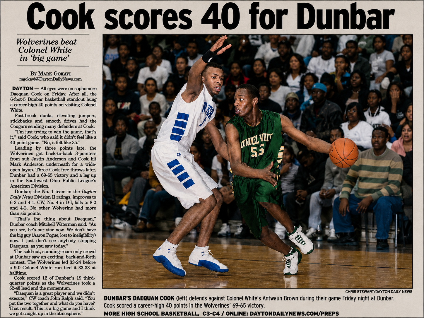 Daequan Cook Drops 40 on Colonel White in Rare 2004 Dayton Dunbar Footage