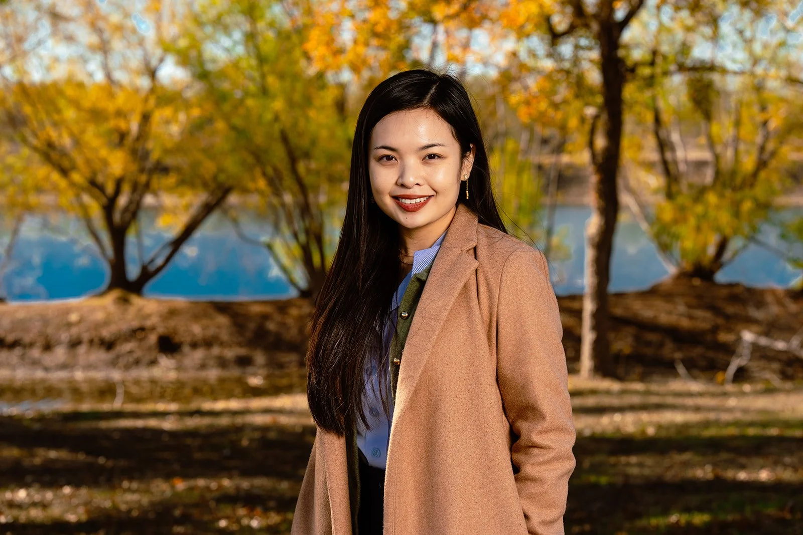 Julie Duong by the lake at Plum Creek Recovery Ranch