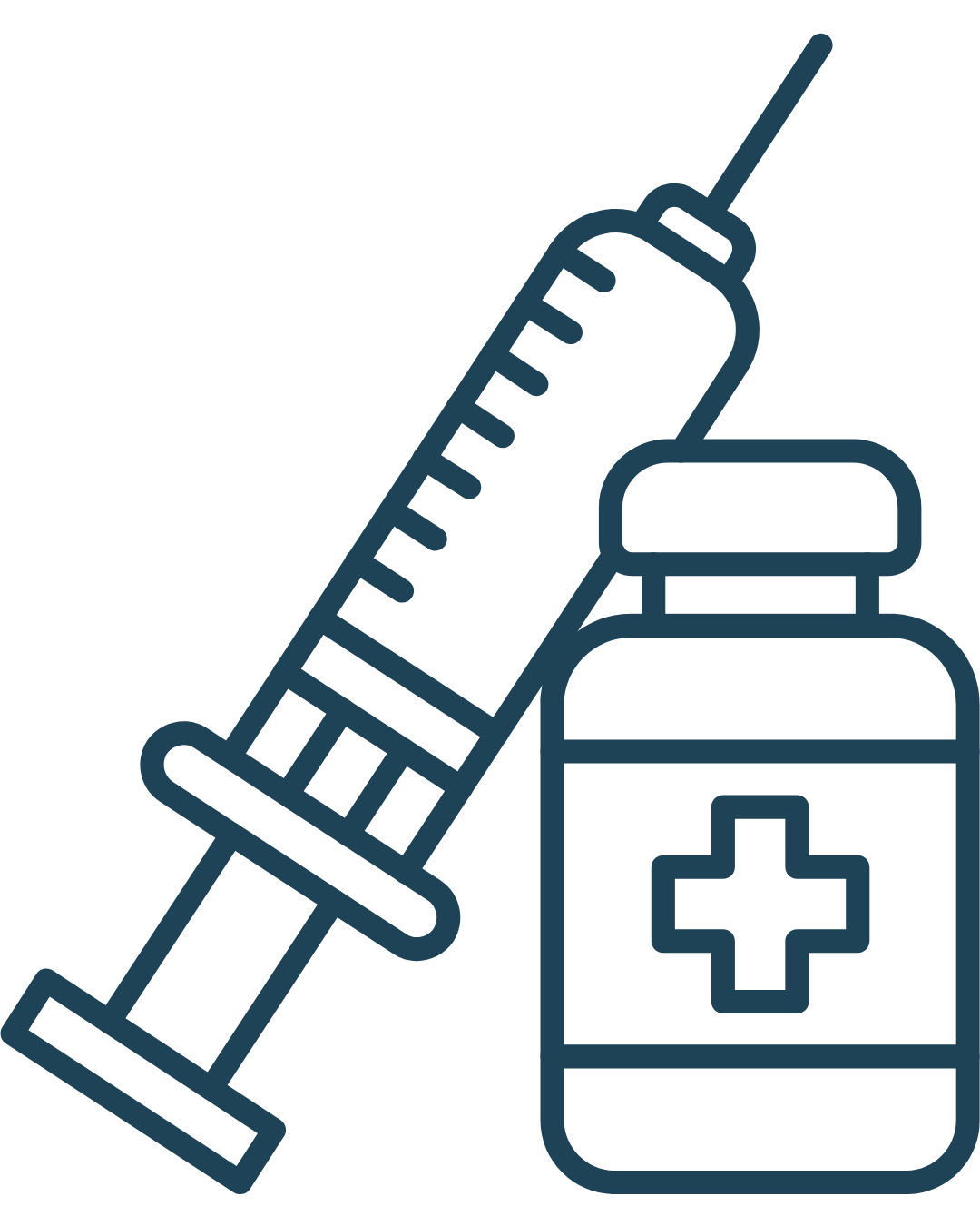 Icon of a syringe and vaccine vial, representing childhood vaccinations.