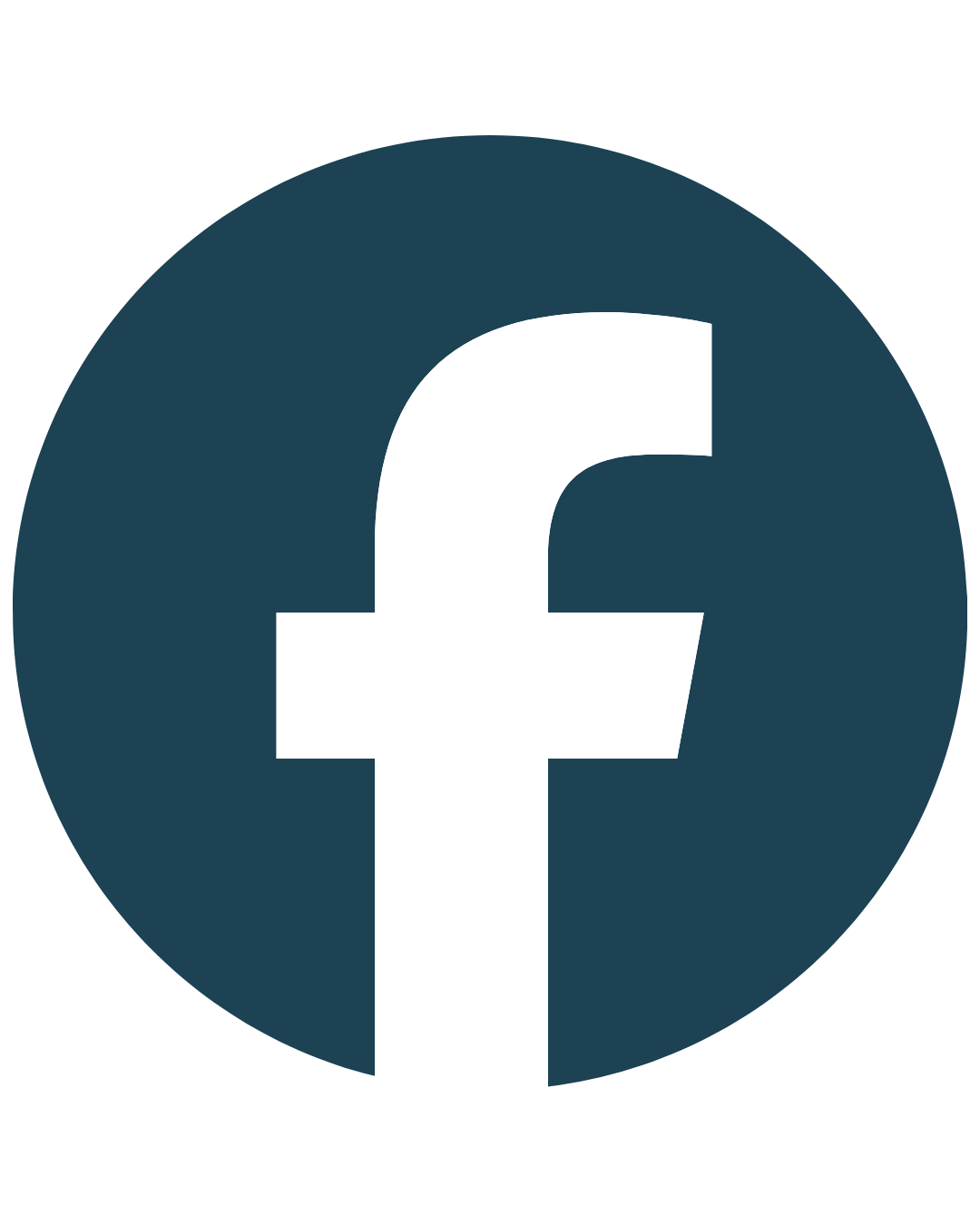 Facebook logo icon with a white lowercase ‘f’ centered on a dark blue circular background.