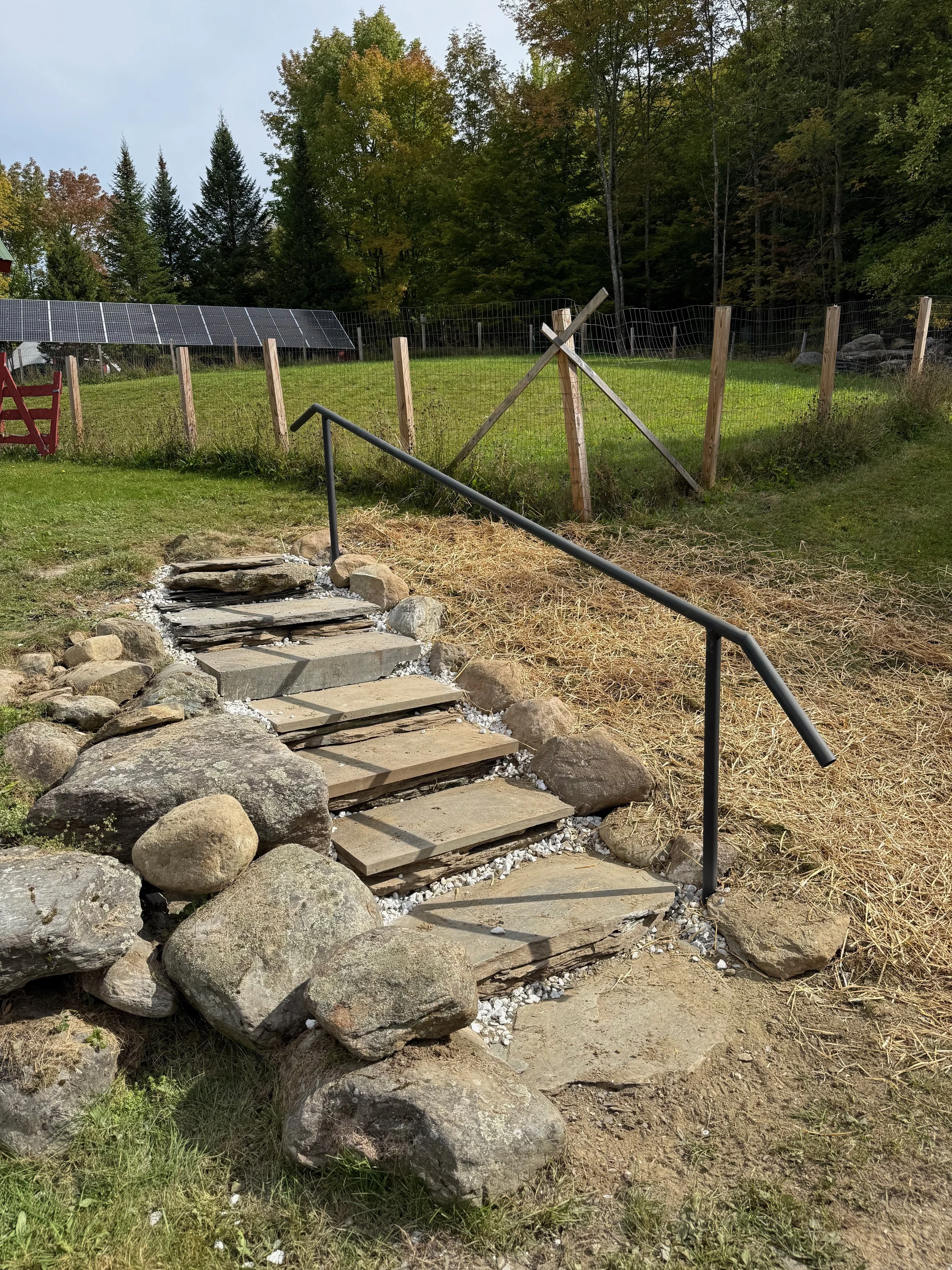 Natural stone steps installation