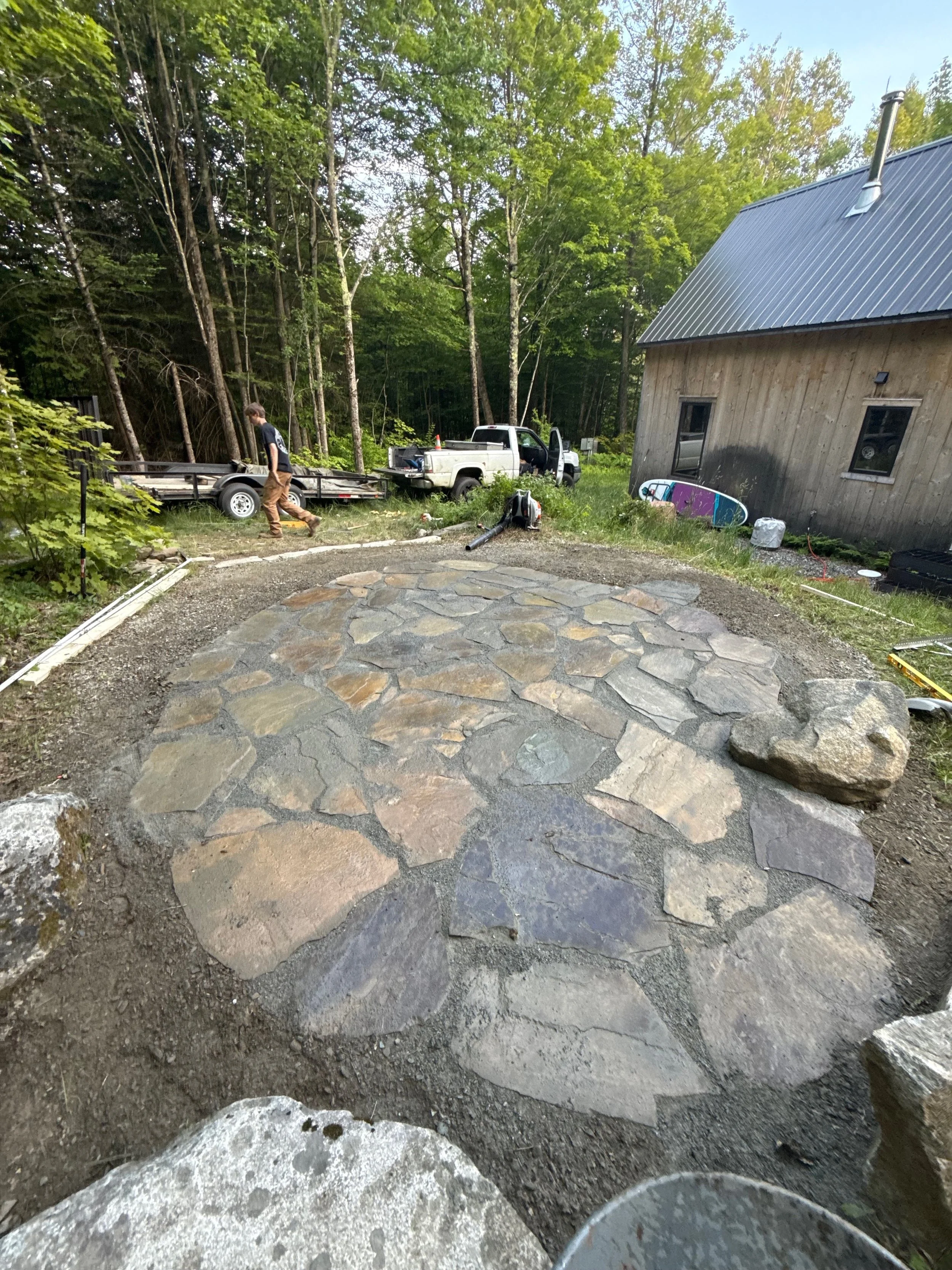 Custom field stone patio