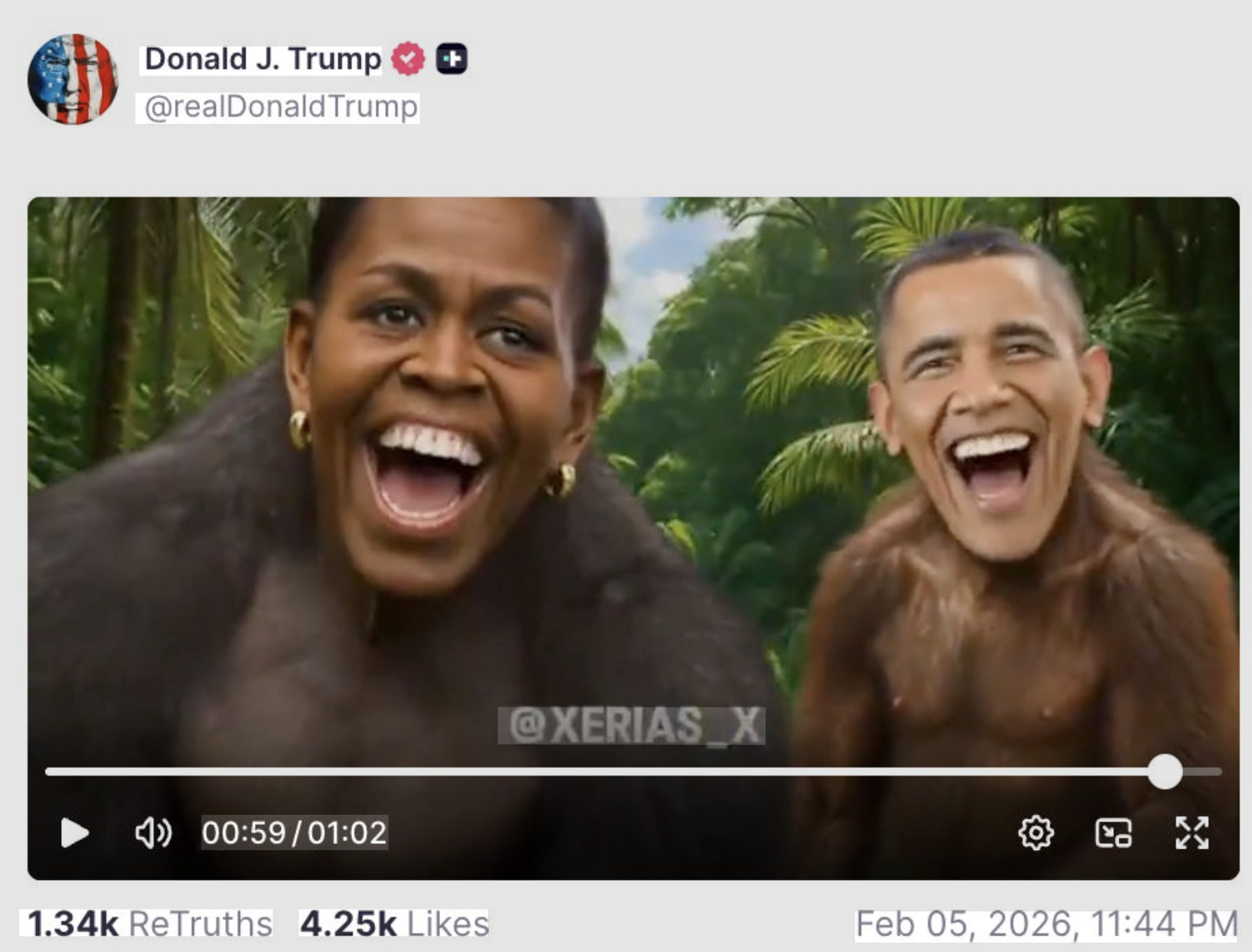 President Trump’s Offensive Video towards the Obamas