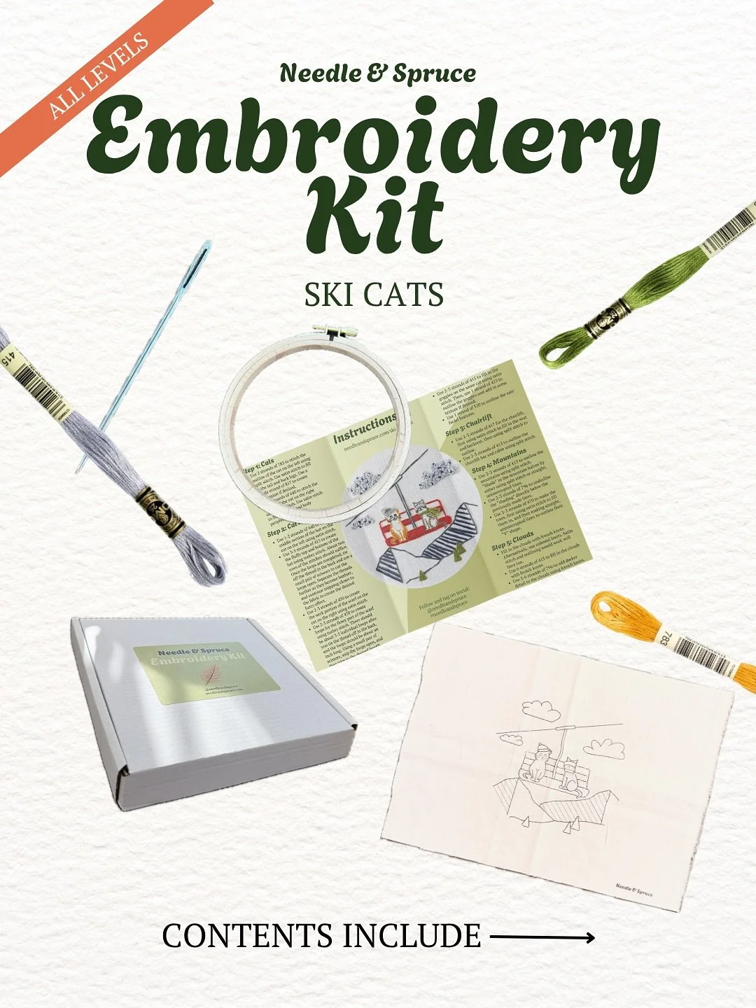 &lsquo;Tis the ski-son! ⛷️

Stitch up a little mountain magic with the Ski Cats Embroidery Kit. Includes everything you need to get started right away. 

Shop at needleandspruce.com.

#needleandspruce #handembroidery #diyembroidery #embroiderykit