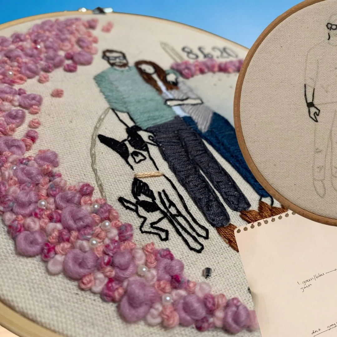 Commissions are officially open ✨

Custom embroidery is now available through the Needle &amp; Spruce site &mdash; portraits, homes, bouquets, and other ideas interpreted in thread, beads, yarn, watercolor, and more.

I&rsquo;m especially excited to 
