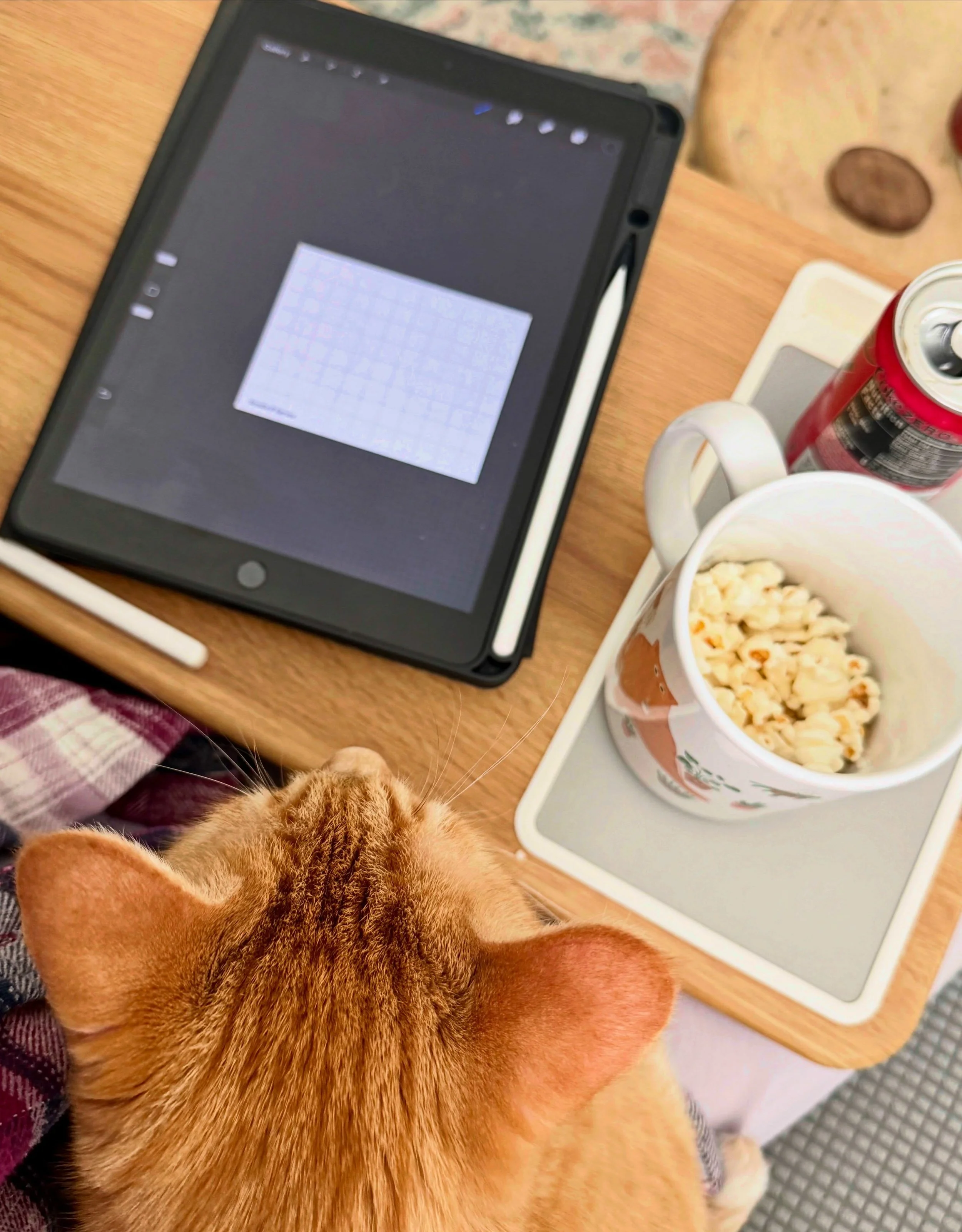 As much as I wish running Needle &amp; Spruce meant spending all my time stitching, the reality is a lot more designing, planning, and behind-the-scenes work on my iPad and laptop. Usually from the sofa, with something on TV, snacks within reach, and
