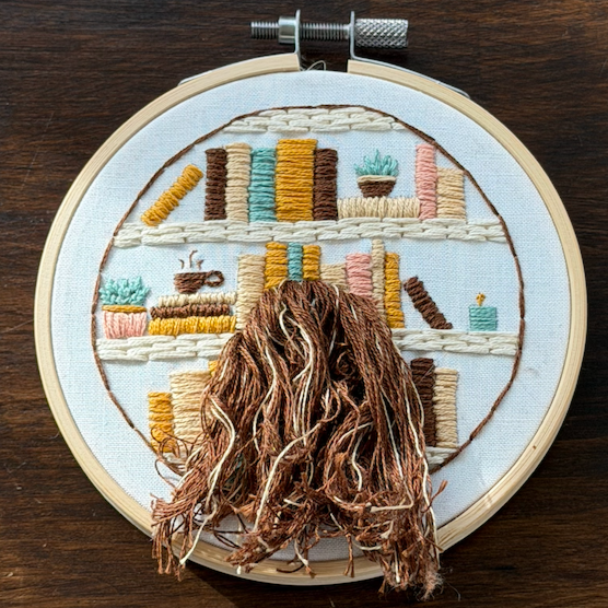 hand embroidered curly hair