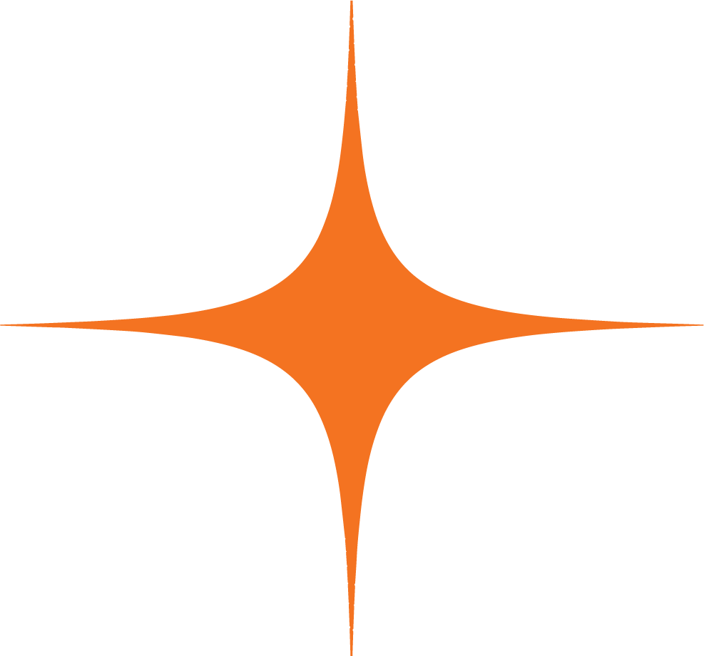 Simple four pointed orange star shape.