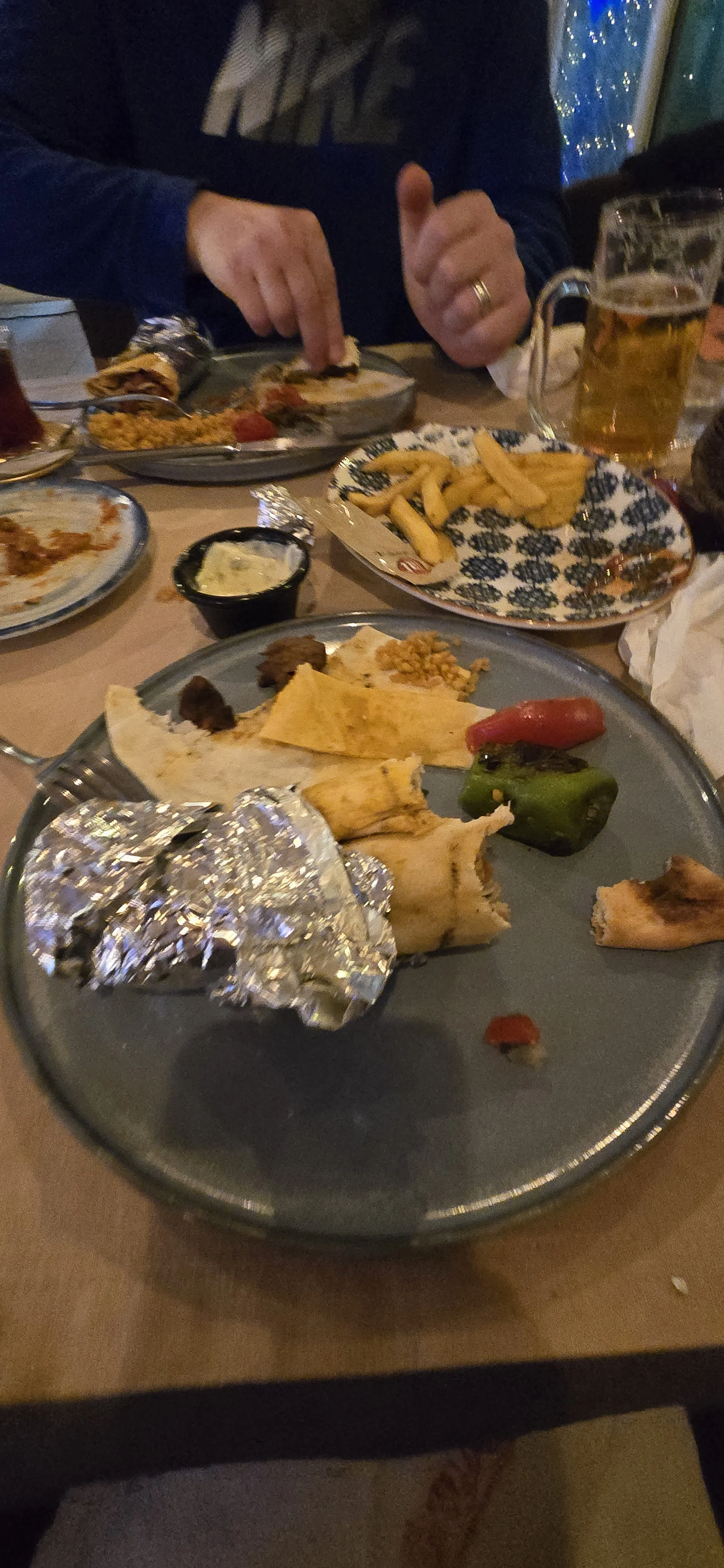 front is beef shisha background is chicken wrap