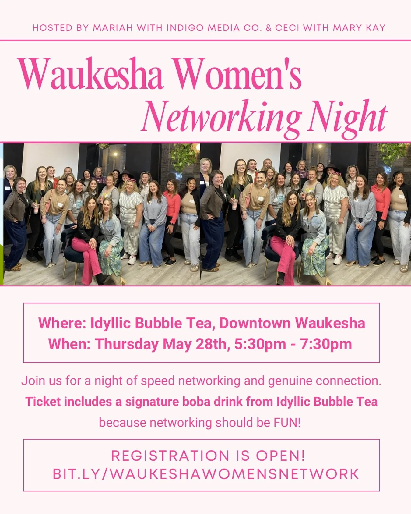 You&rsquo;re invited to our next Waukesha Women&rsquo;s Networking Night 🥳

Join us on Thursday May 28th at @idyllicbubbletea for an evening of speed networking and connection with other business owners 🎉

Your ticket includes one signature boba dr