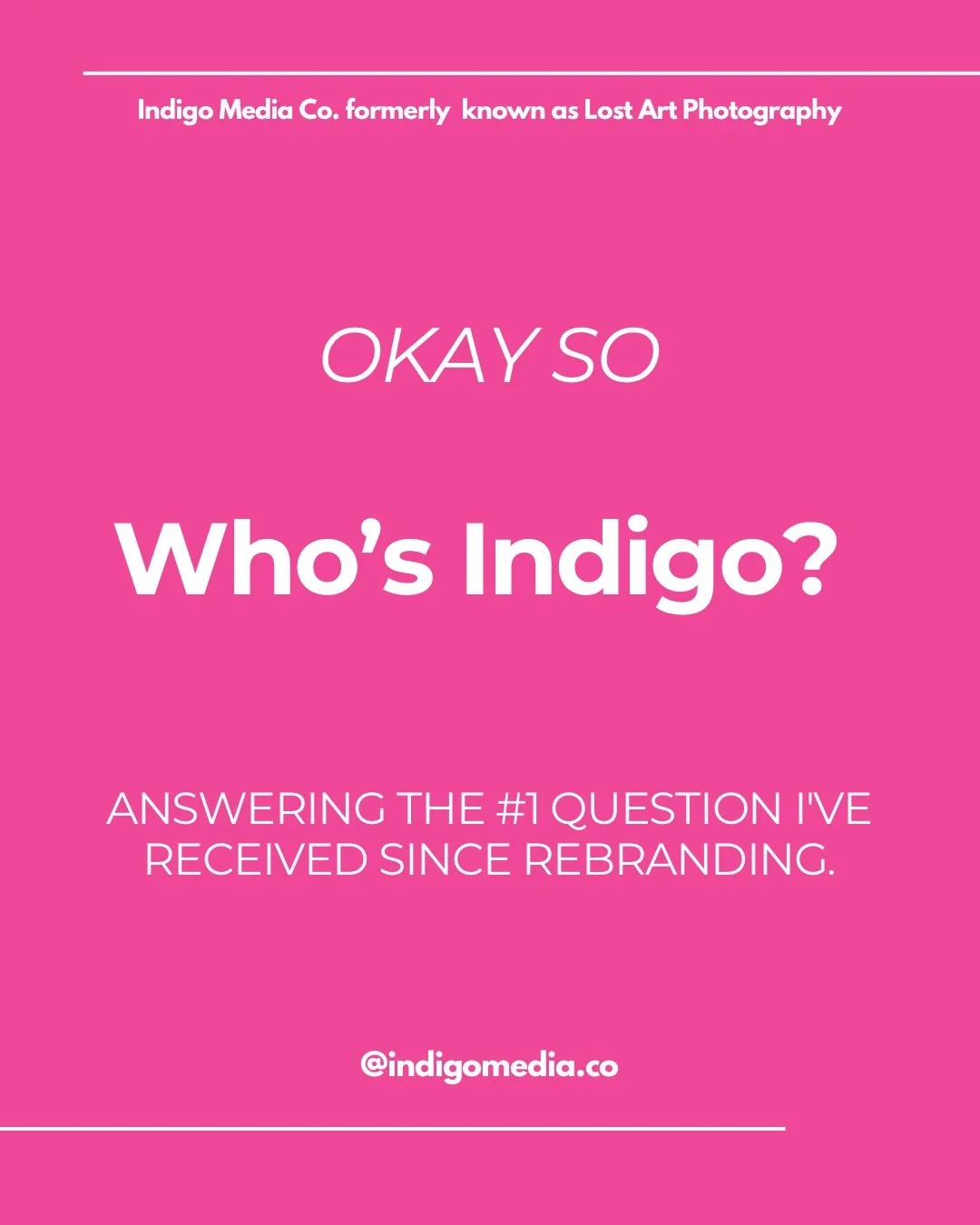 Meet Indigo: the one behind the name!

And by &ldquo;behind the name,&rdquo; I mean she contributed absolutely nothing to the rebrand besides being cute enough to name a company (or two) after. 

The decision to rebrand was MUCH more intentional than