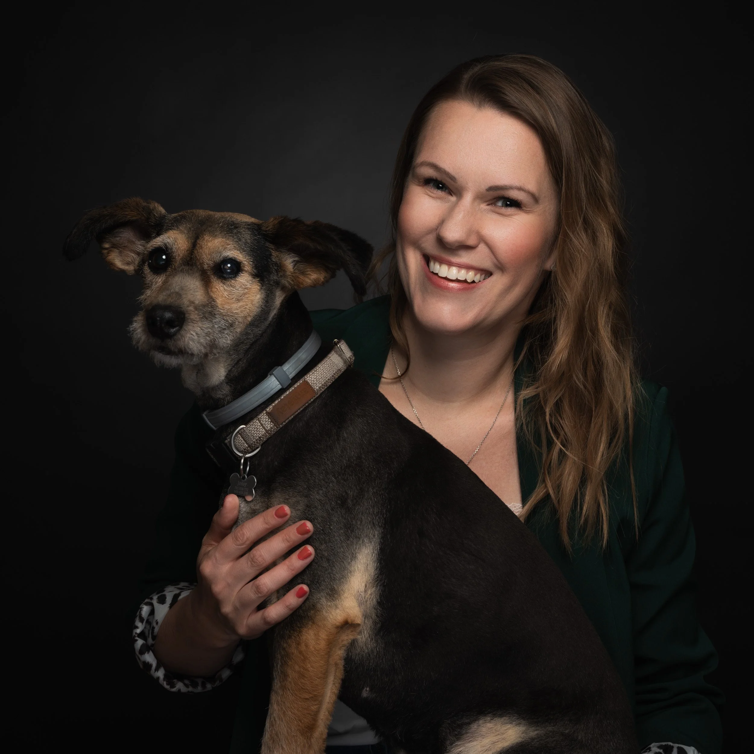 Portrait of a woman with her dog, captured in Warsaw, Poland